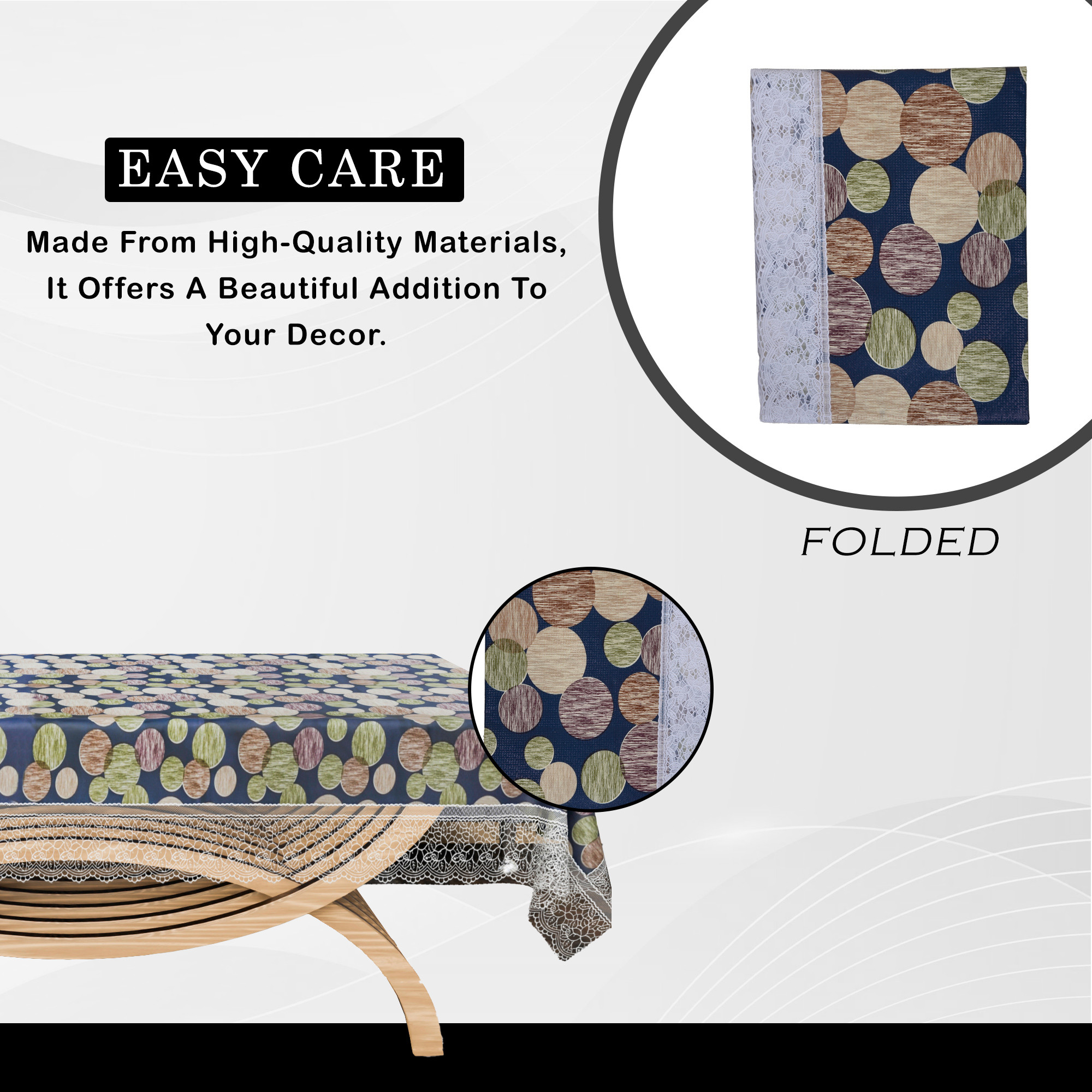 Kuber Industries Center Table Cover  40x60 Inch  Tea Table Cover  Decorative Table Cover  Tabletop Cover  4 Seater Kitchen Table Cloth  PVC Table Cloth  Multi Dot  Blue