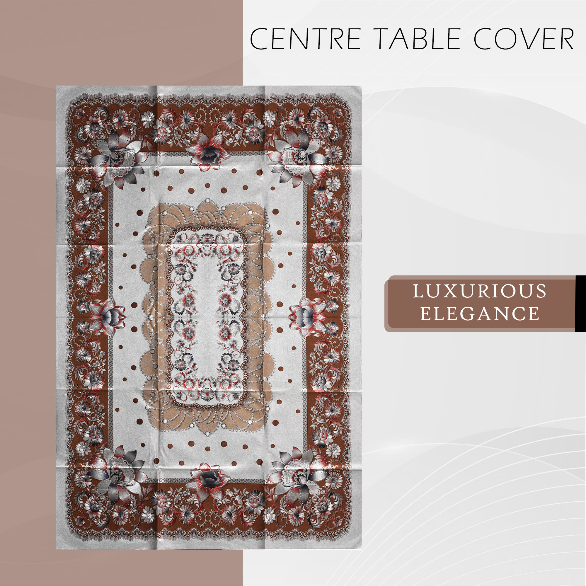 Kuber Industries Center Table Cover  40x60 Inch  Tea Table Cover  PVC Table Cloth  4 Seater Kitchen Table Cloth  Tabletop Cover  Decorative Table Cover  Shining Design  Silver