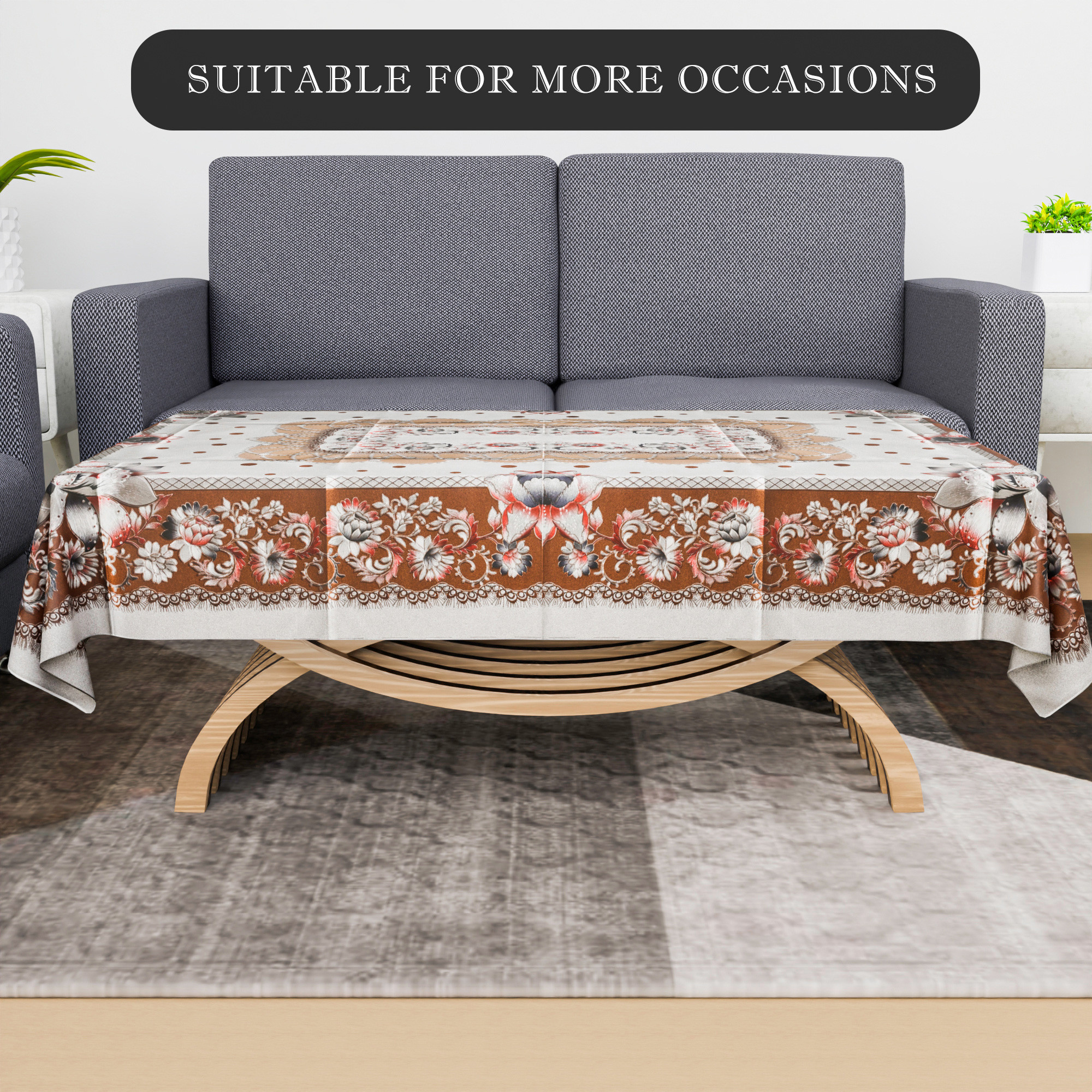 Kuber Industries Center Table Cover  40x60 Inch  Tea Table Cover  PVC Table Cloth  4 Seater Kitchen Table Cloth  Tabletop Cover  Decorative Table Cover  Shining Design  Silver