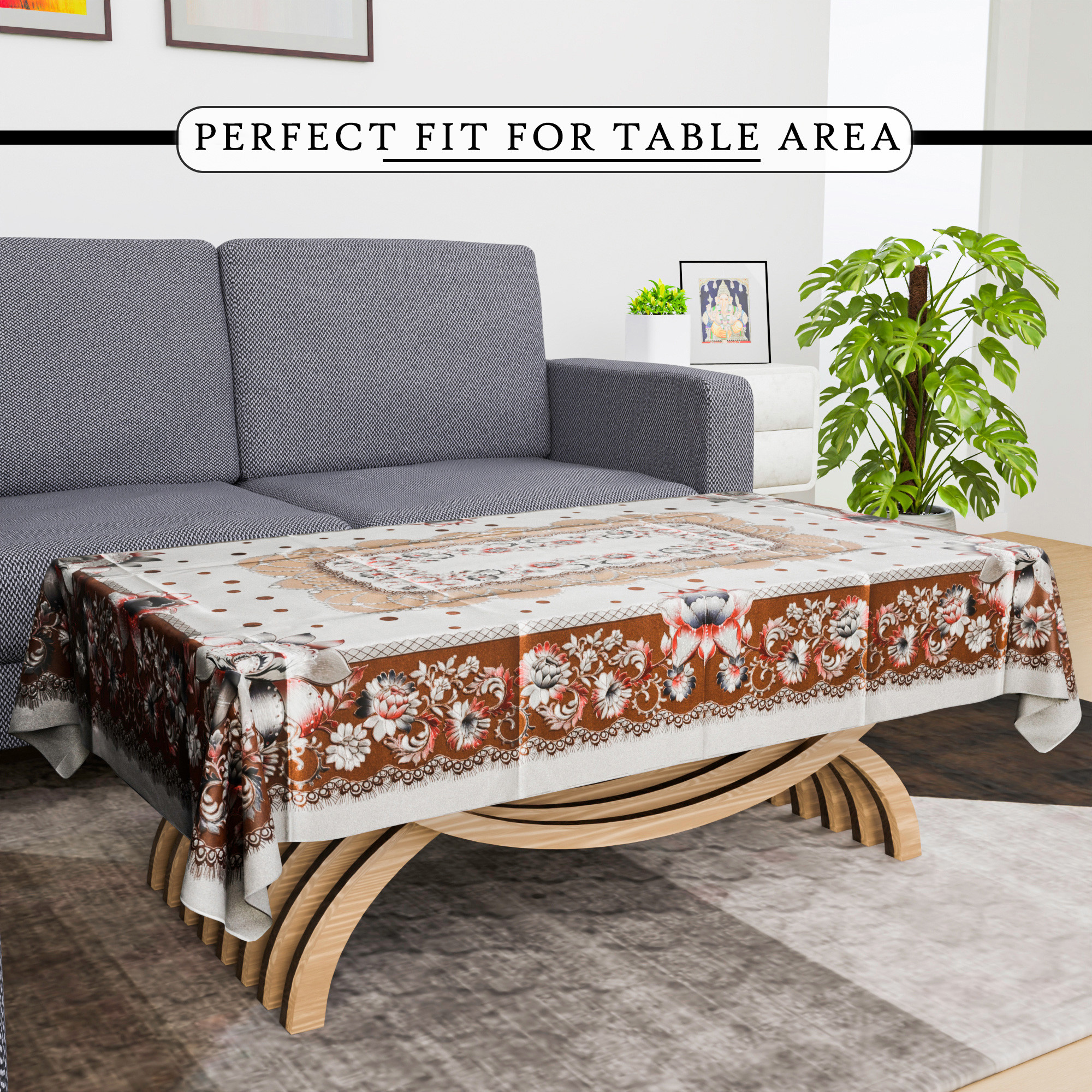 Kuber Industries Center Table Cover  40x60 Inch  Tea Table Cover  PVC Table Cloth  4 Seater Kitchen Table Cloth  Tabletop Cover  Decorative Table Cover  Shining Design  Silver