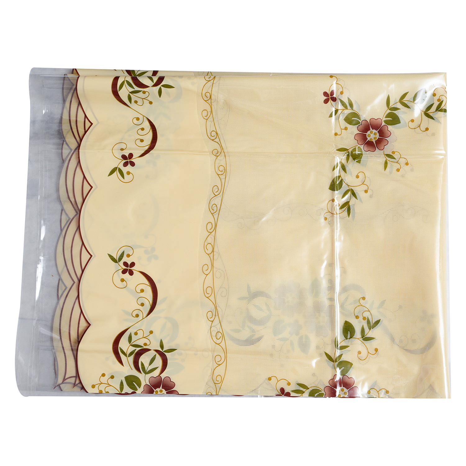 Kuber Industries Center Table Cover | Alloy PVC Flower Center Table Cover | Luxurious Table Protector for Everyday Use | 40x60 Inch | Cream
