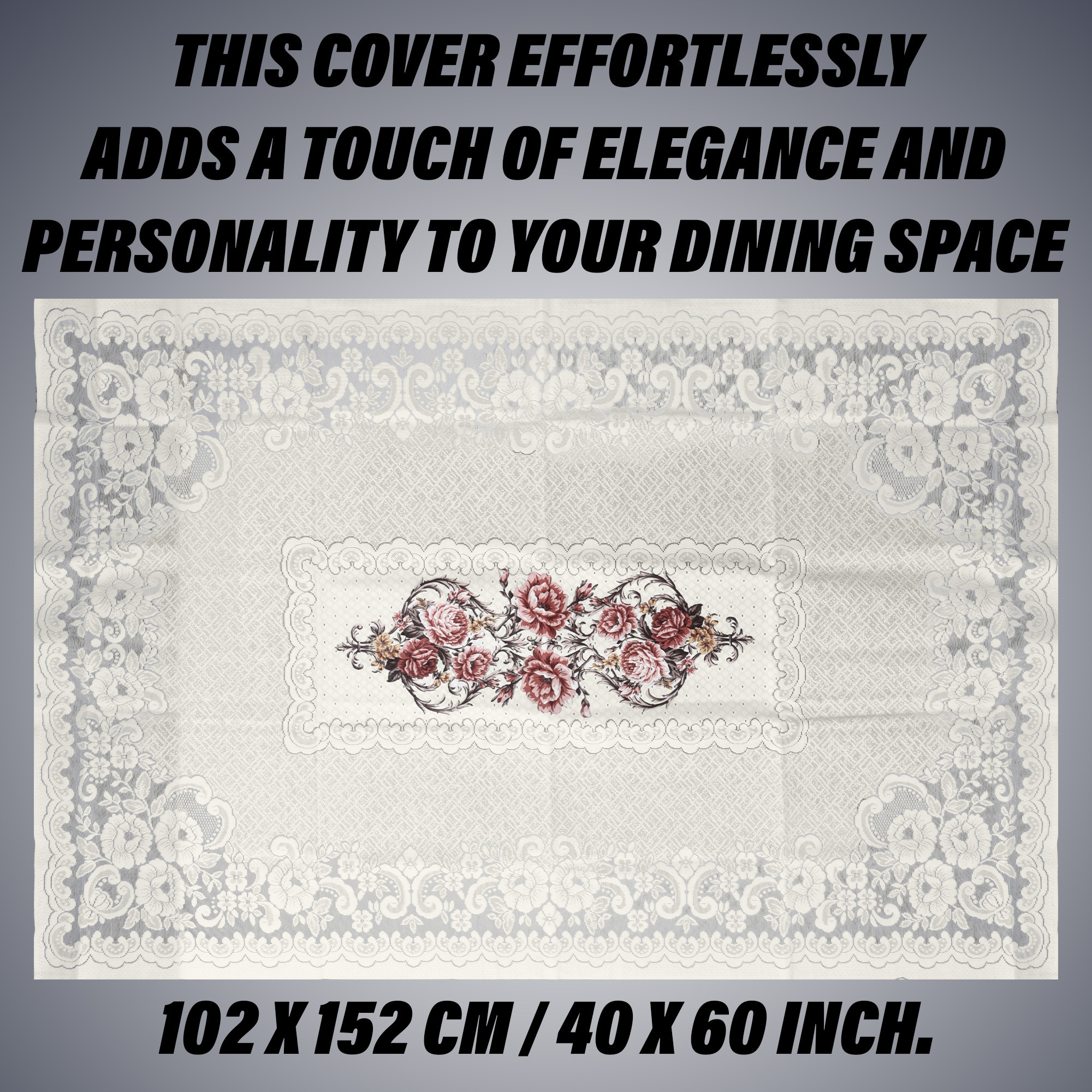 Kuber Industries Center Table Cover | Cotton Table Cloth Cover | 4-Seater Table Cloth | Glory Table Cover | Table Protector | Table Cover for Center Table | 40x60 Inch | CTC | Cream & Brown