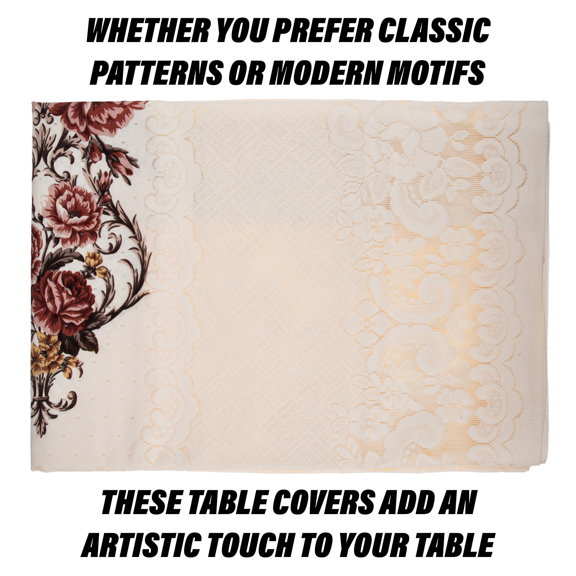 Kuber Industries Center Table Cover | Cotton Table Cloth Cover | 4-Seater Table Cloth | Glory Table Cover | Table Protector | Table Cover for Center Table | 40x60 Inch | CTC | Cream & Brown