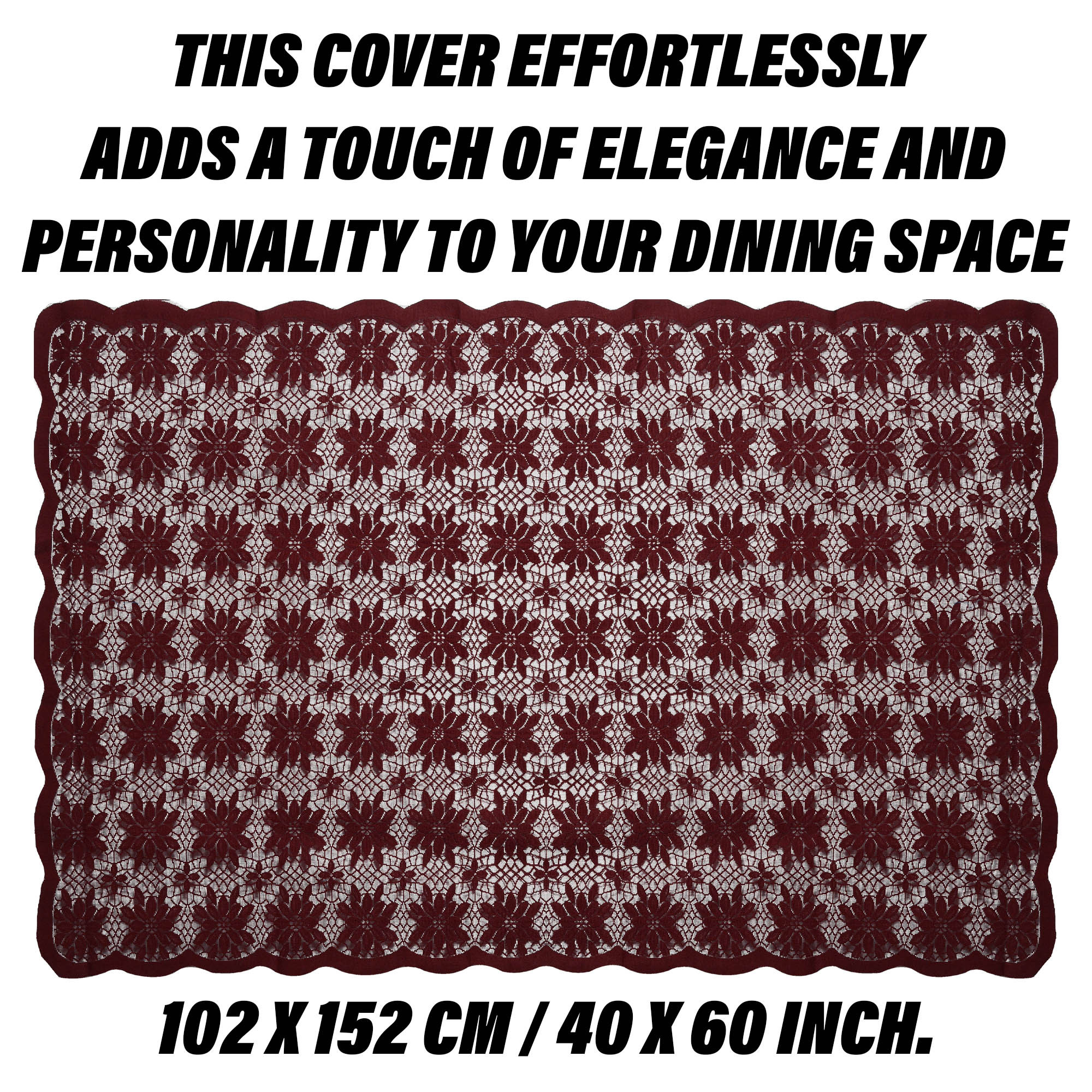 Kuber Industries Center Table Cover | Cotton Table Cloth Cover | 4-Seater Table Cloth | Plain Jasmin Flower Table Cover | Table Protector | Table Cover for Center Table | 40x60 Inch | Maroon