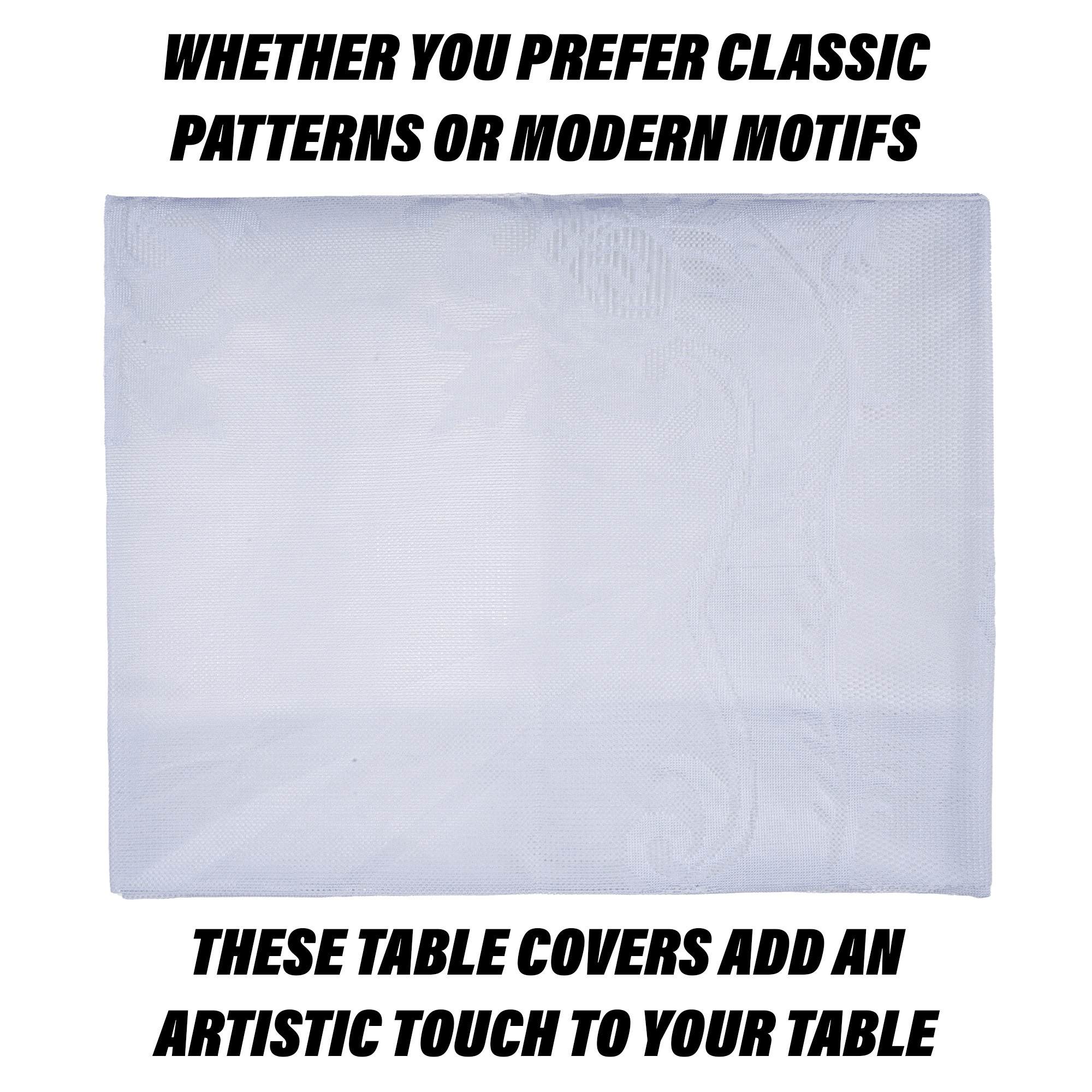 Kuber Industries Center Table Cover | Cotton Table Cloth Cover | 4-Seater Table Cloth | Self Gulmohar Vila Table Cover | Table Protector | Table Cover for Center Table | 40x60 Inch | White