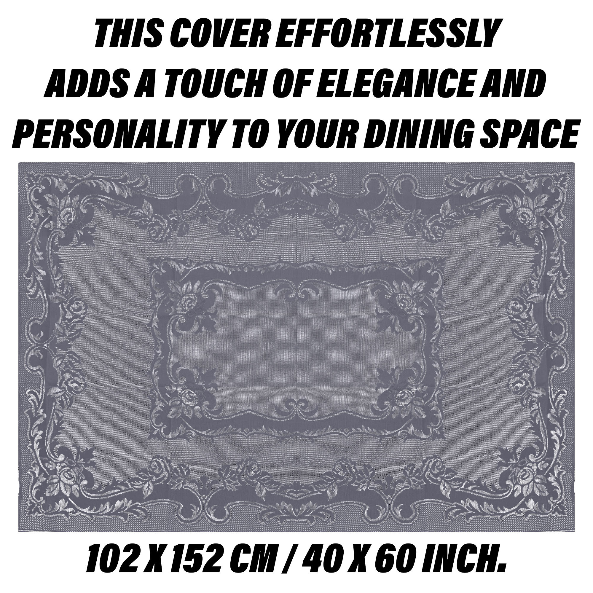 Kuber Industries Center Table Cover | Cotton Table Cloth Cover | 4-Seater Table Cloth | Self Gulmohar Vila Table Cover | Table Protector | Table Cover for Center Table | 40x60 Inch | Gray