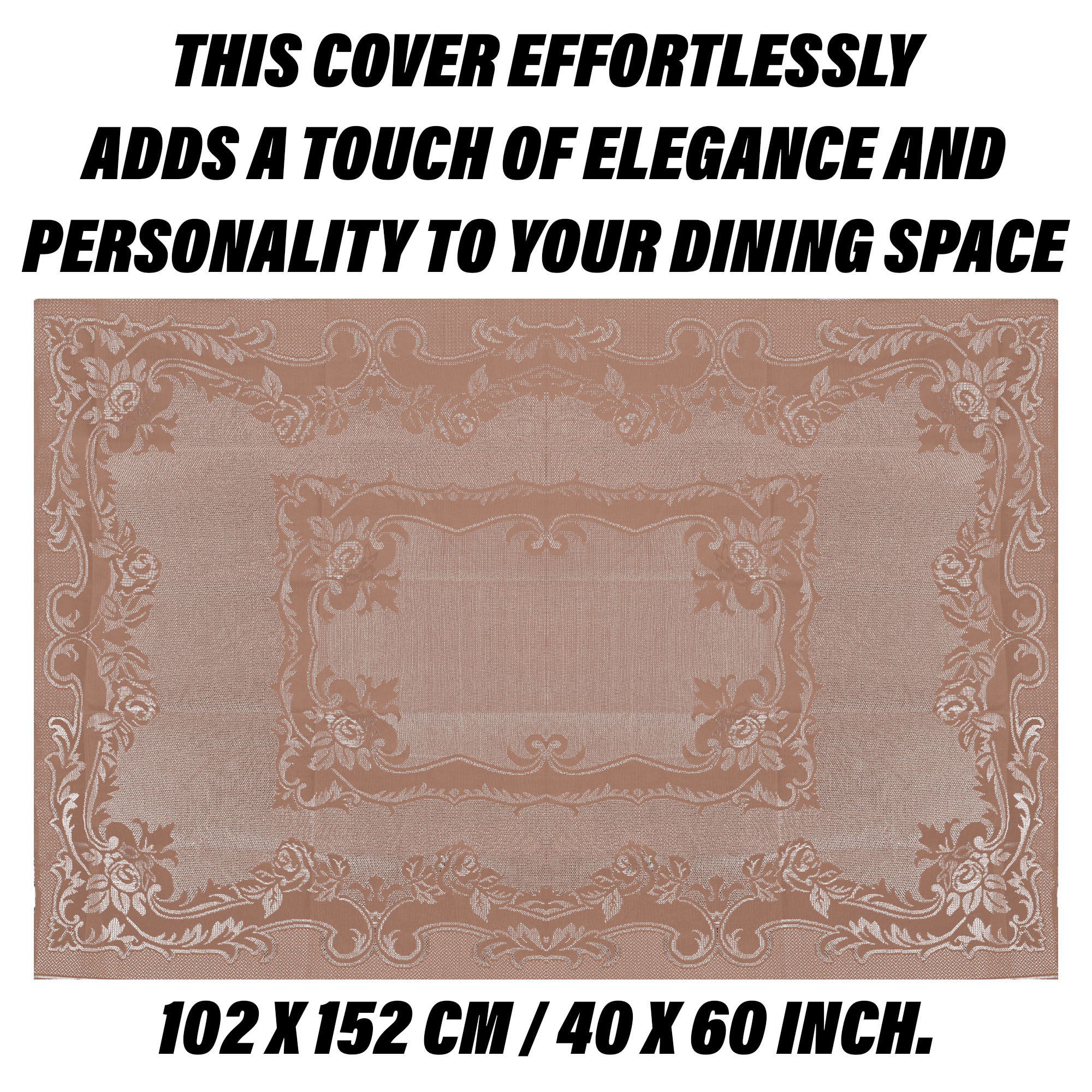 Kuber Industries Center Table Cover | Cotton Table Cloth Cover | 4-Seater Table Cloth | Self Gulmohar Vila Table Cover | Table Protector | Table Cover for Center Table | 40x60 Inch | Peach