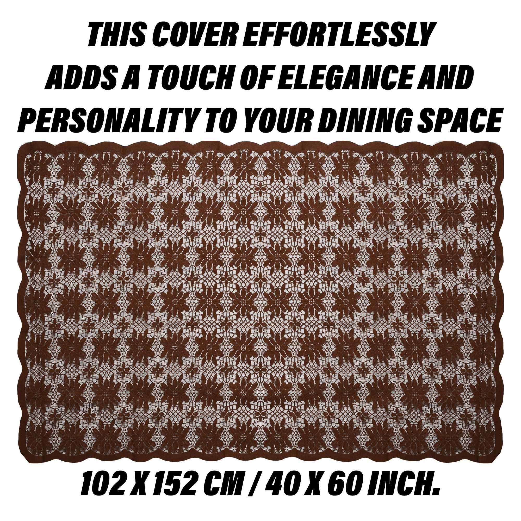 Kuber Industries Center Table Cover | Cotton Table Cloth Cover | 4-Seater Table Cloth | Table Protector Cover | Table Cover for Center Table | Plain Jasmin Flower Table Cover | 40x60 Inch | Brown