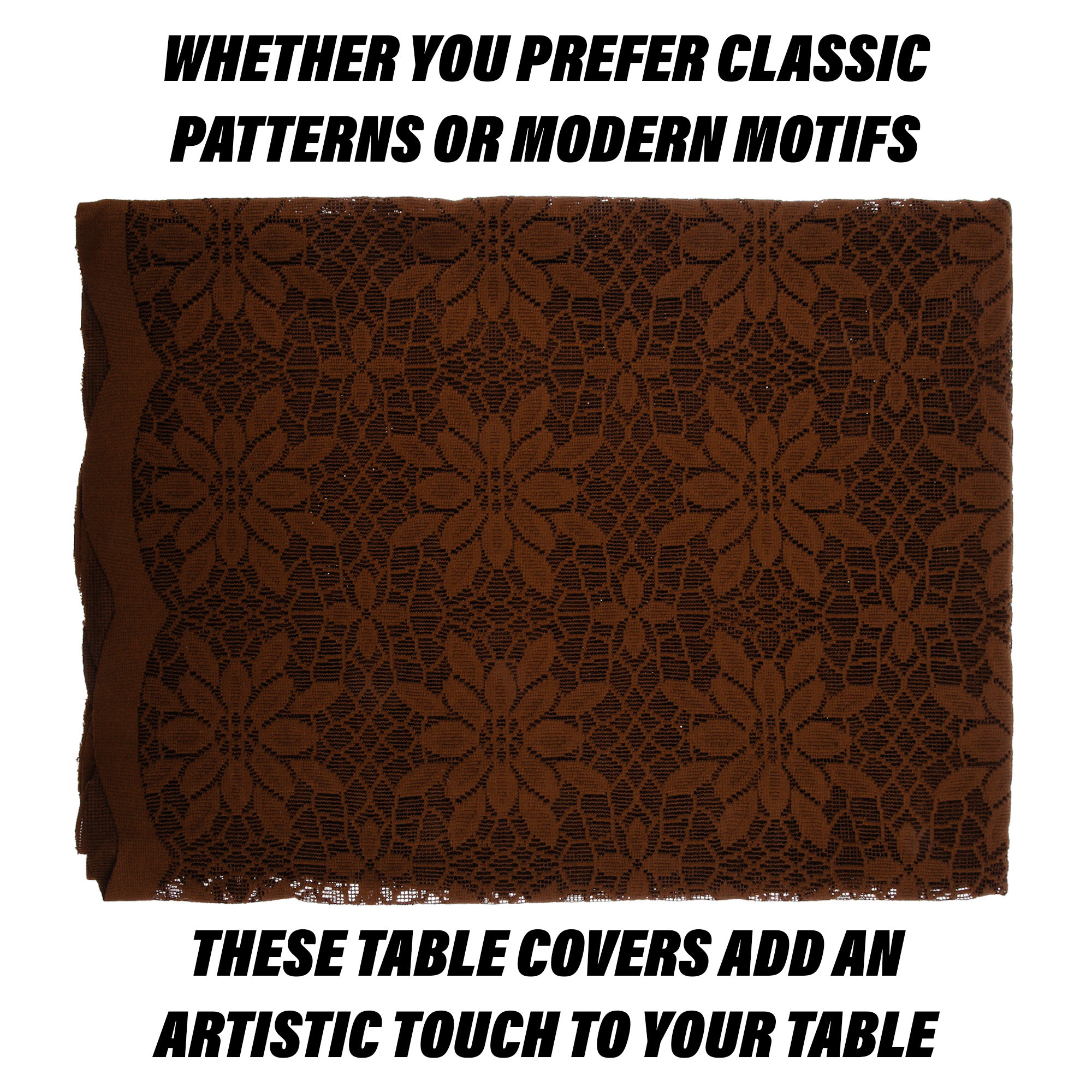 Kuber Industries Center Table Cover | Cotton Table Cloth Cover | 4-Seater Table Cloth | Table Protector Cover | Table Cover for Center Table | Plain Jasmin Flower Table Cover | 40x60 Inch | Brown