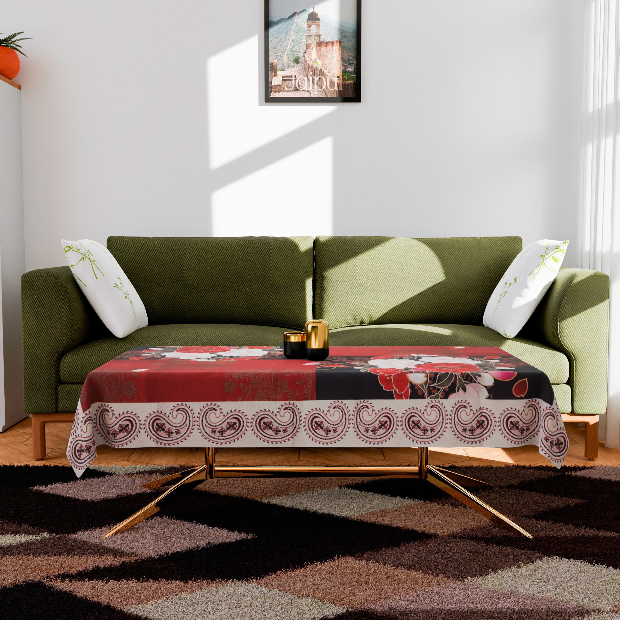 Kuber Industries Center Table Cover  Cotton Table Cover  Carry Print Table Cover  Center Table Cover  Table Cover for Center Table  CTC  40x60  Multicolor