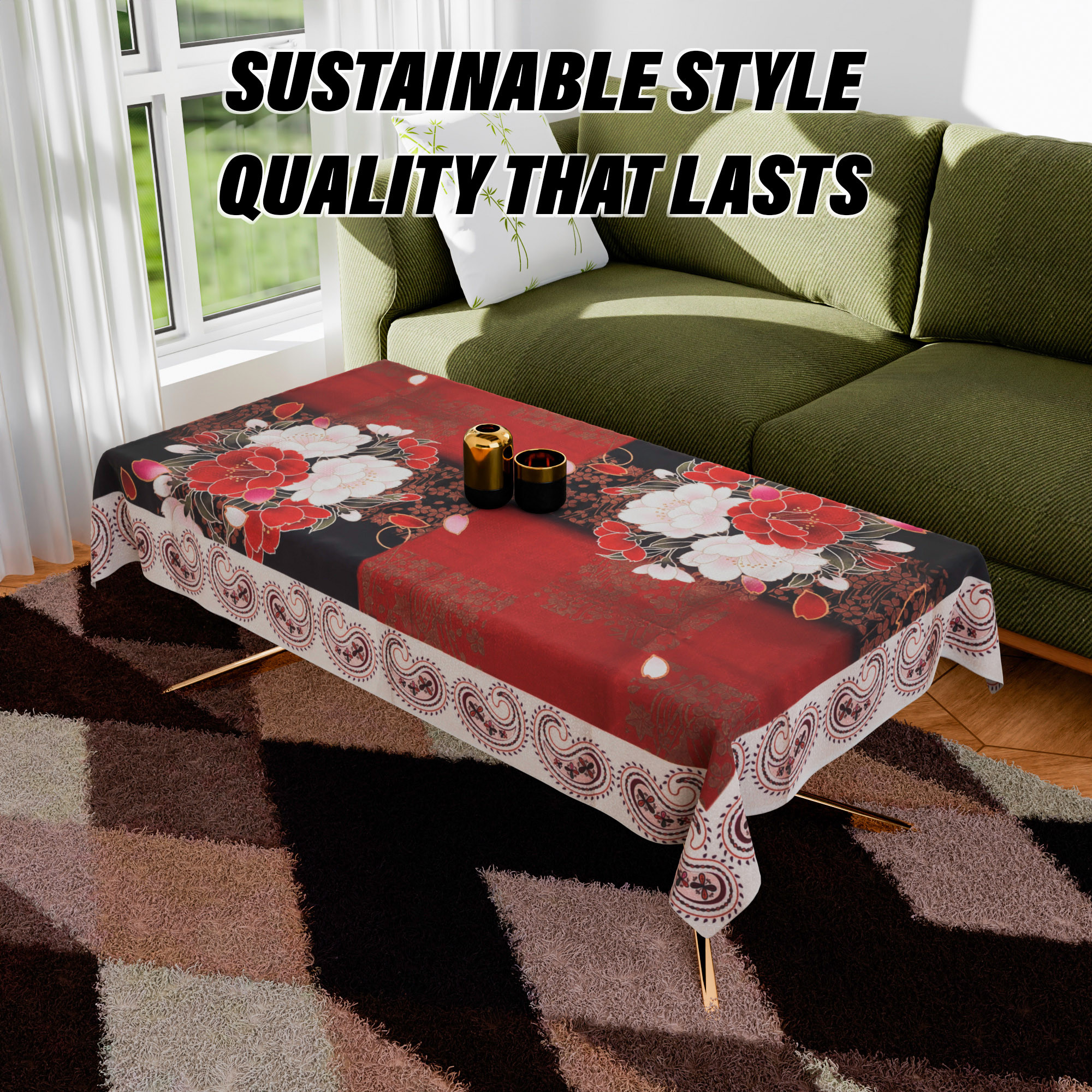 Kuber Industries Center Table Cover  Cotton Table Cover  Carry Print Table Cover  Center Table Cover  Table Cover for Center Table  CTC  40x60  Multicolor