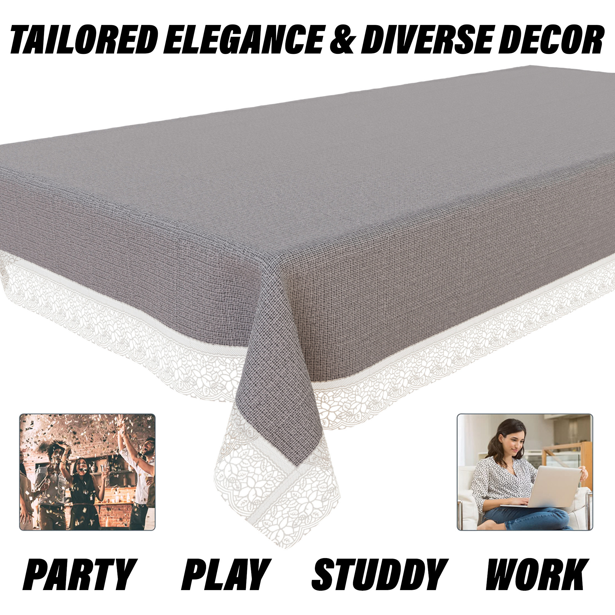 Kuber Industries Center Table Cover  Kitchen Dining Tablecloth  4 Seater Center Table Cover  Center Table Cover for Hall Dcor  Plain Texture Tablecloth  CTC  40x60  Gray