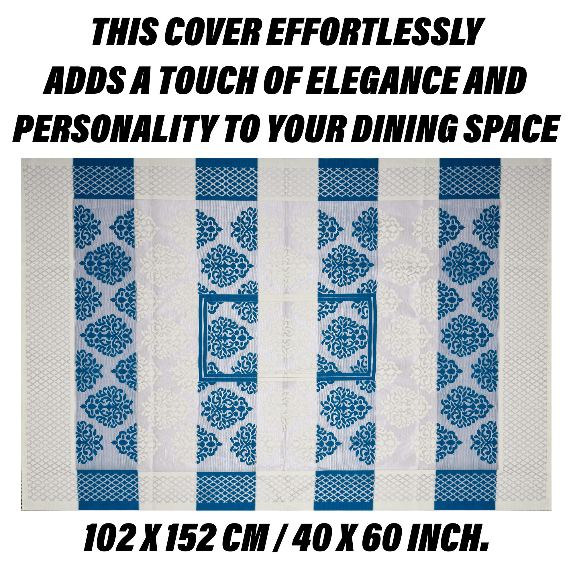 Kuber Industries Center Table Cover | Kitchen Dining Tablecloth | 4 Seater Center Table Cover | Center Table Cover for Hall Décor | Blue Star Patta Net Tablecloth | CTC | 60x40 | Cream