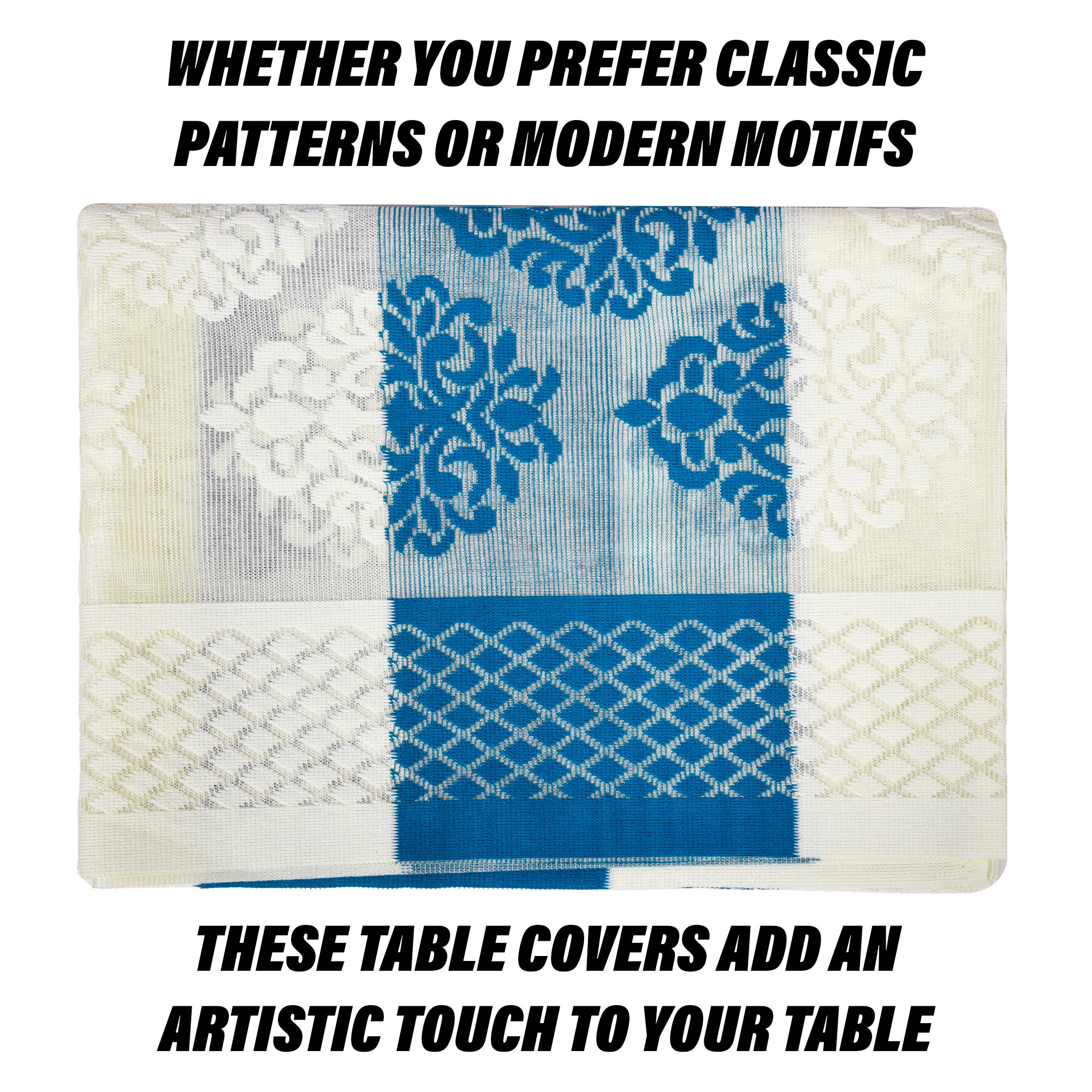 Kuber Industries Center Table Cover | Kitchen Dining Tablecloth | 4 Seater Center Table Cover | Center Table Cover for Hall Décor | Blue Star Patta Net Tablecloth | CTC | 60x40 | Cream