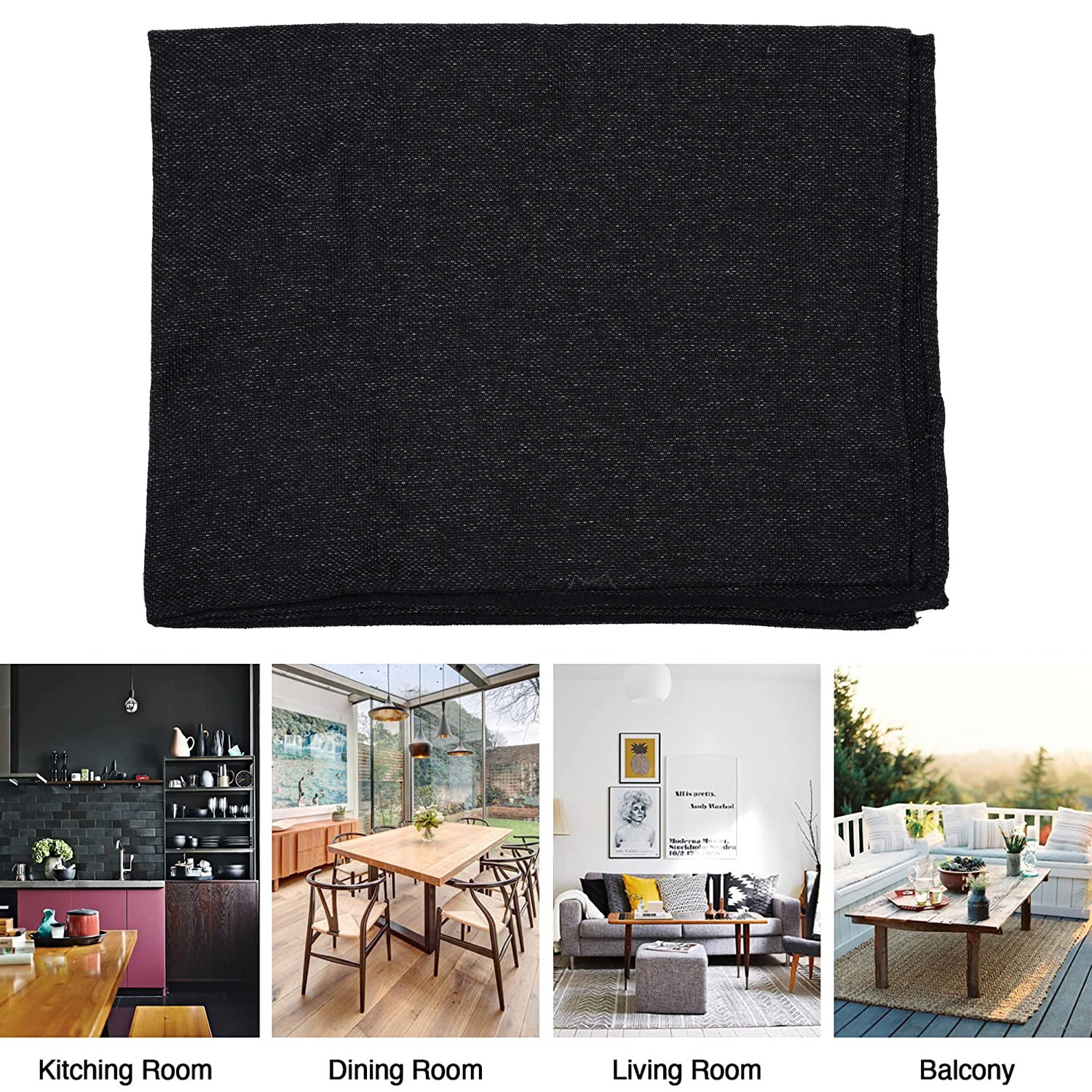 Kuber Industries Center Table Cover  Luxurious Jute Fabric Coffee Table Cover  Table Protector Cloth for Everyday Use  40x60 Inch  Black