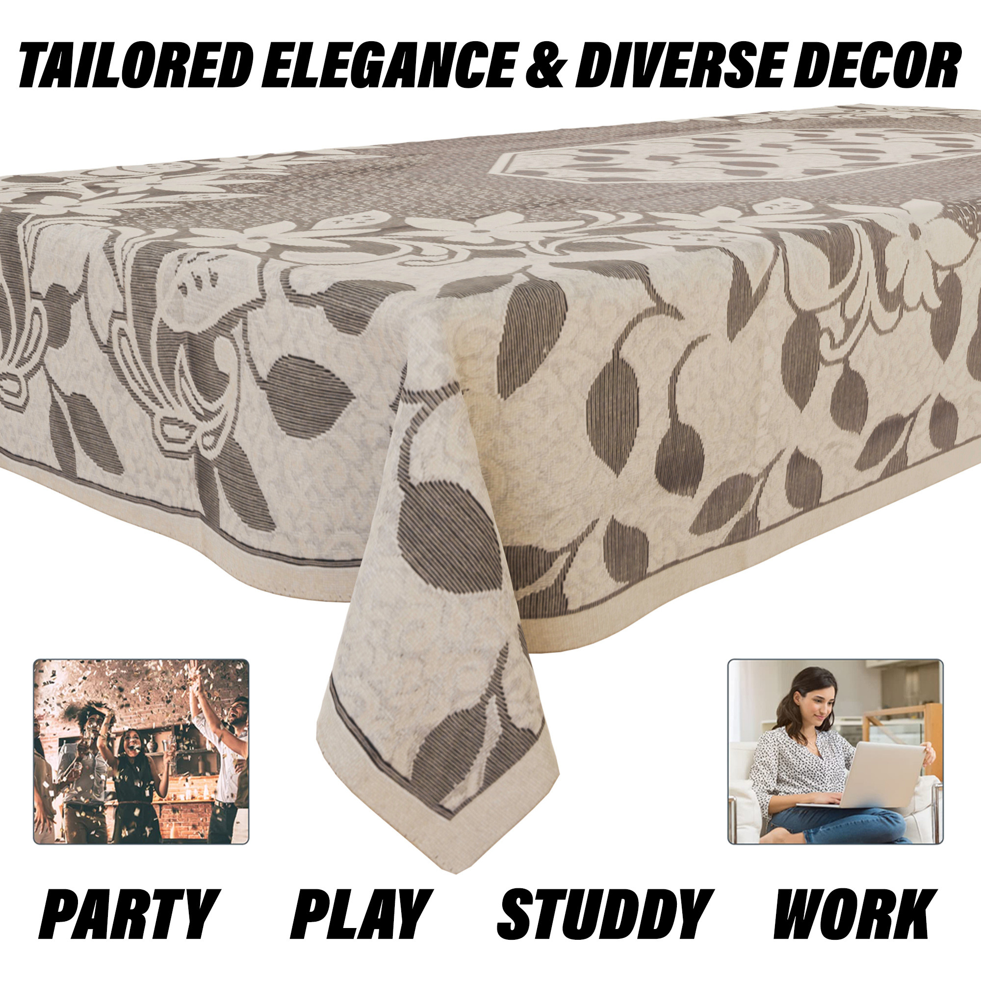 Kuber Industries Center Table Cover  Net Table Cloth Cover  4 Seater Table Cloth  Flower Table Cover  Table Protector  Table Cover for Center Table  40x60 Inch  S21  Cream