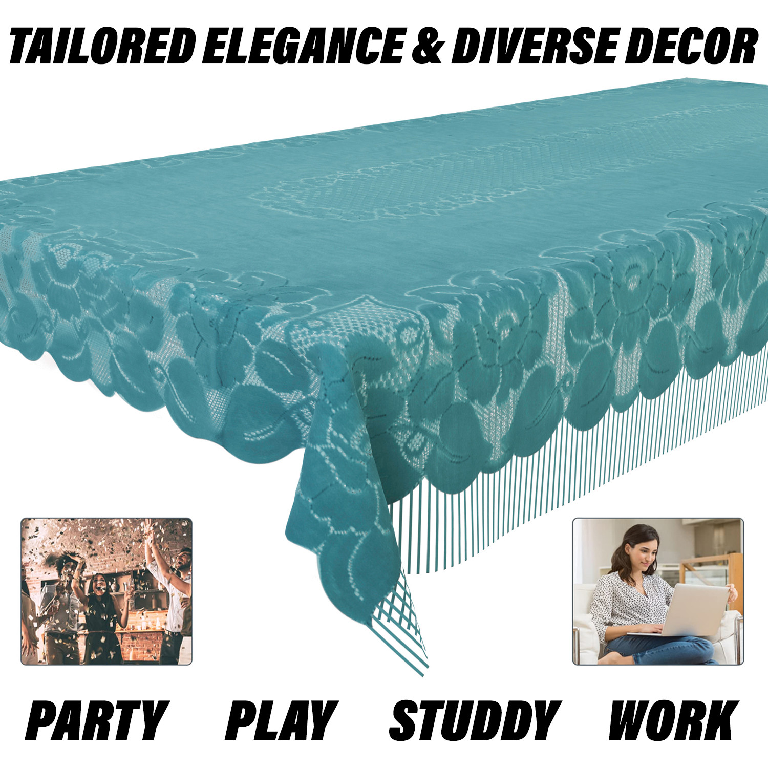 Kuber Industries Center Table Cover  Net Table Cloth Cover  4 Seater Table Cloth  Jhalar Table Cover  Table Protector  Table Cover for Center Table  60x40 Inch  CTC  Green