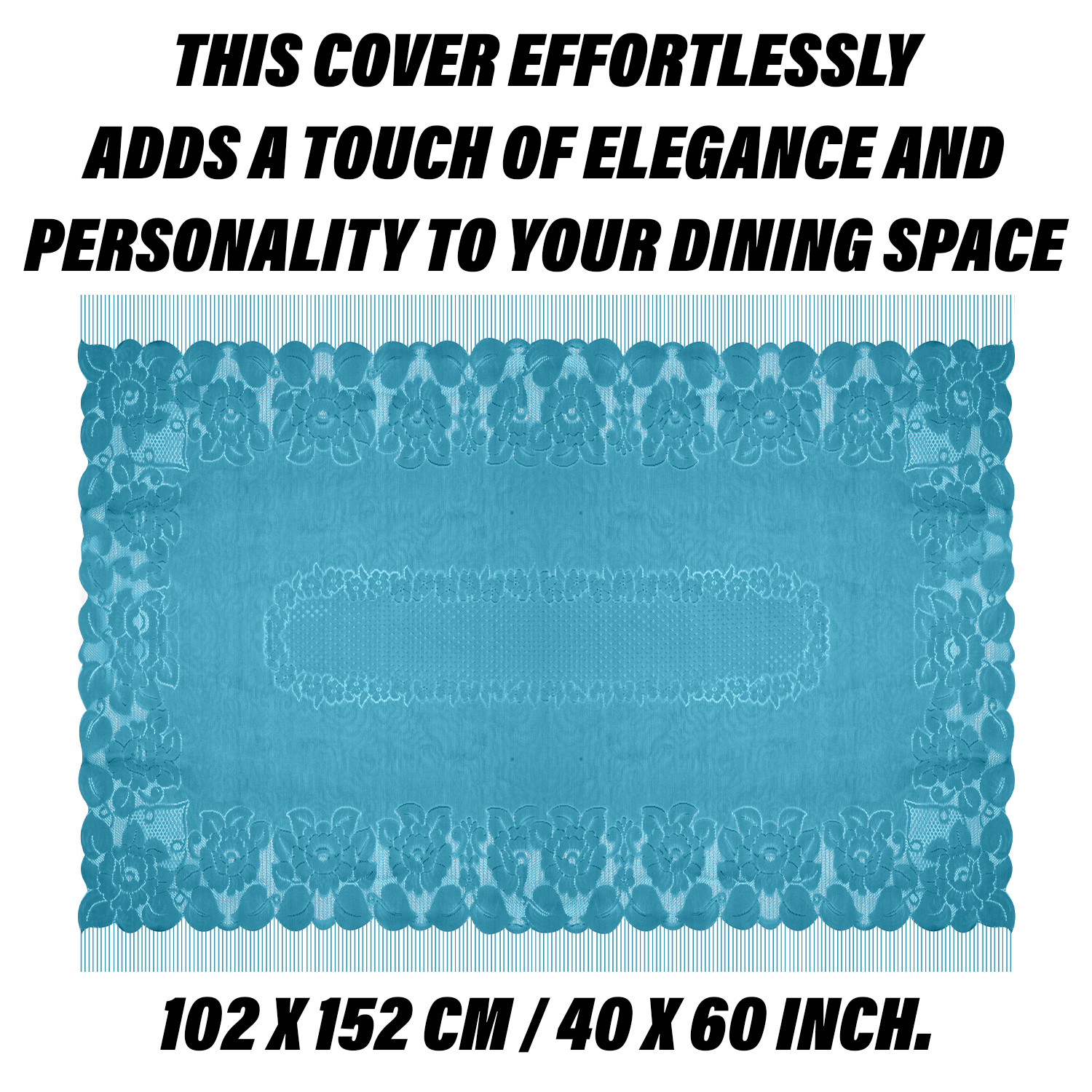 Kuber Industries Center Table Cover | Net Table Cloth Cover | 4 Seater Table Cloth | Jhalar Table Cover | Table Protector | Table Cover for Center Table | 60x40 Inch | CTC | Green