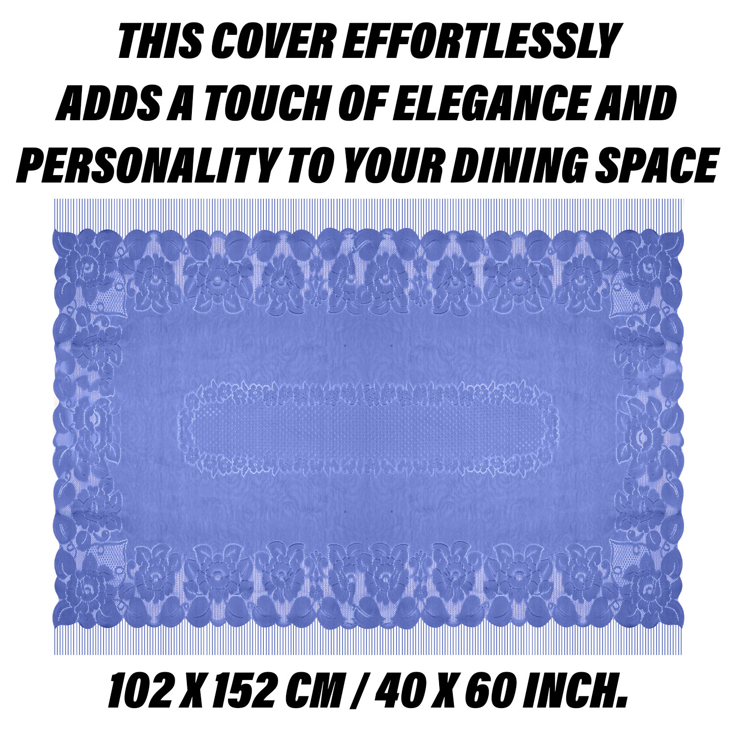 Kuber Industries Center Table Cover | Net Table Cloth Cover | 4 Seater Table Cloth | Jhalar Table Cover | Table Protector | Table Cover for Center Table | 60x40 Inch | CTC | Blue