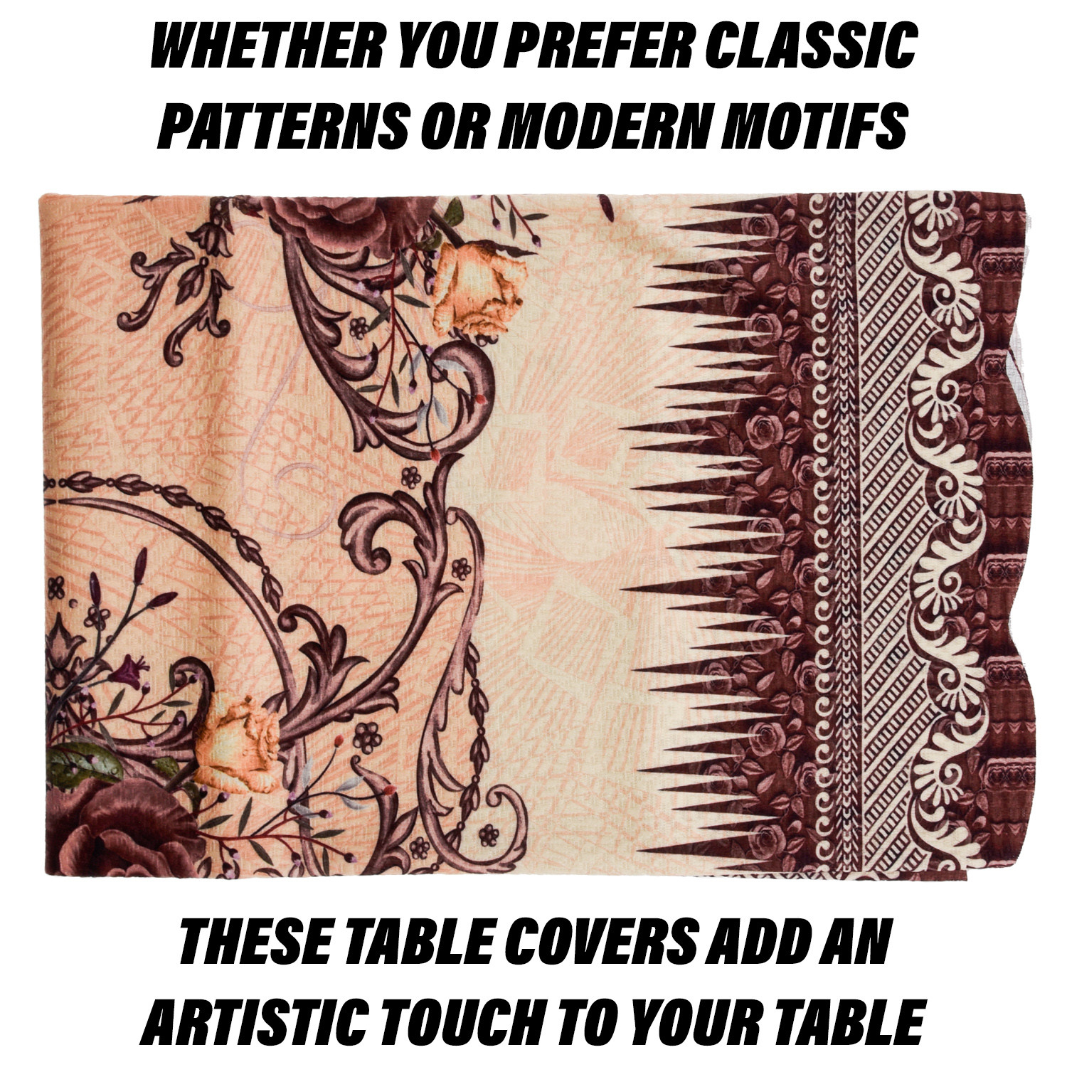 Kuber Industries Center Table Cover | Polyester Table Cloth Cover | 4 Seater Table Cloth | Pancy Panting Table Cover | Table Protector | Table Cover for Center Table | 40x60 Inch | Brown