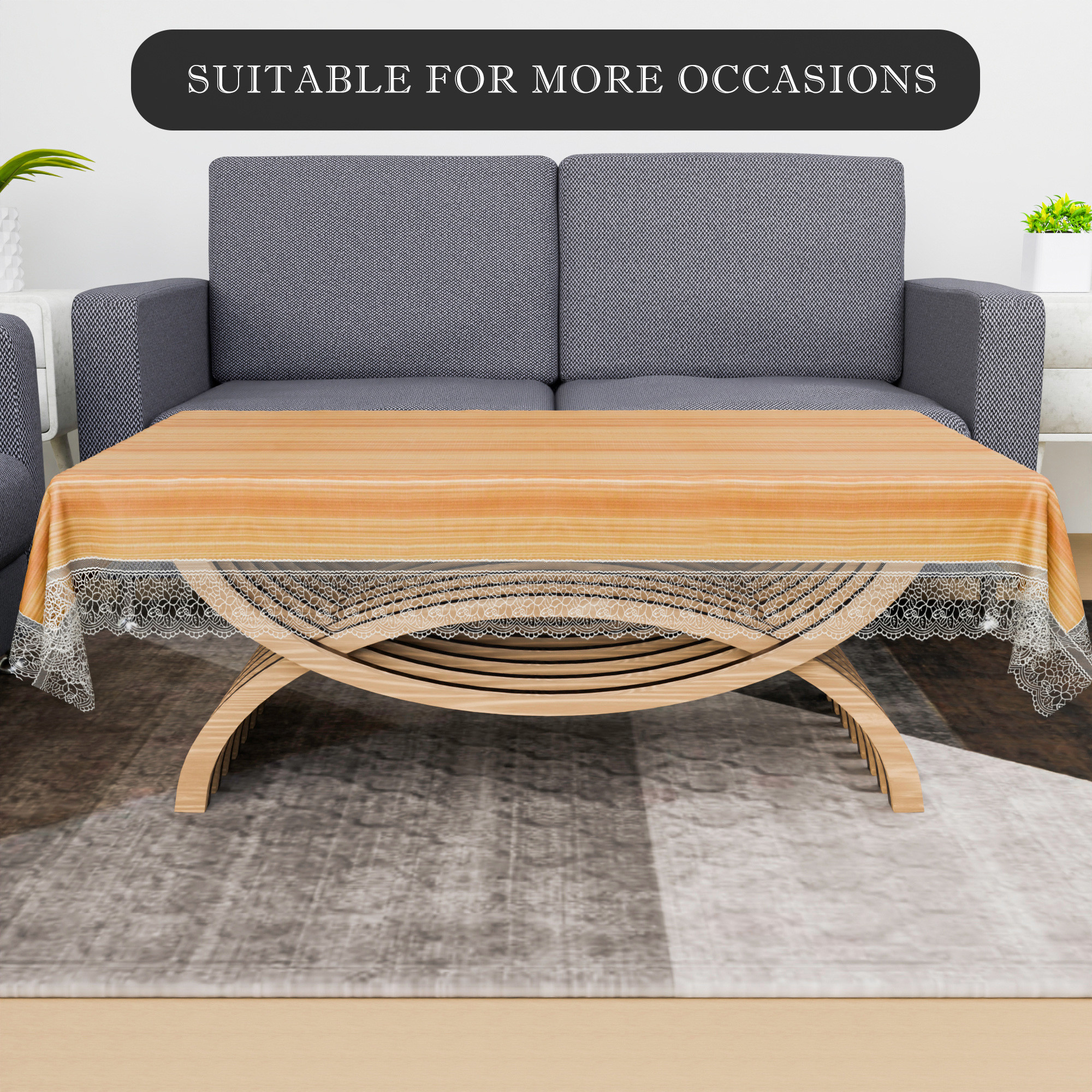 Kuber Industries Center Table Cover  PVC Table Cloth  40x60 Inch  Tabletop Cover  4 Seater Kitchen Table Cloth  Decorative Table Cover  Tea Table Cover  Lining  Golden