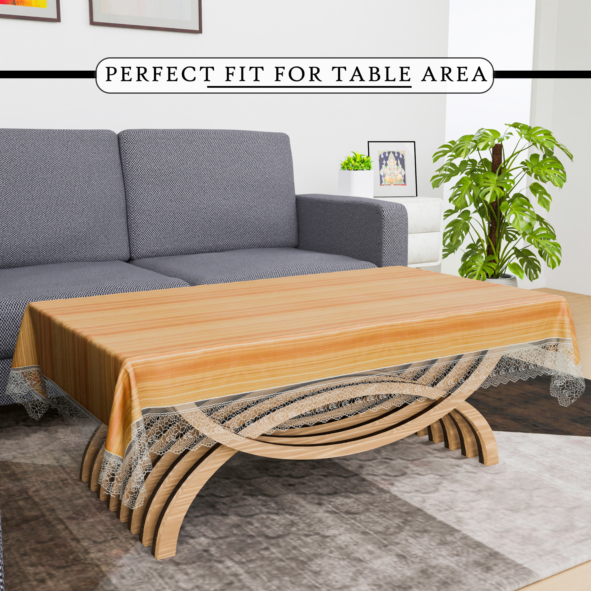 Kuber Industries Center Table Cover  PVC Table Cloth  40x60 Inch  Tabletop Cover  4 Seater Kitchen Table Cloth  Decorative Table Cover  Tea Table Cover  Lining  Golden