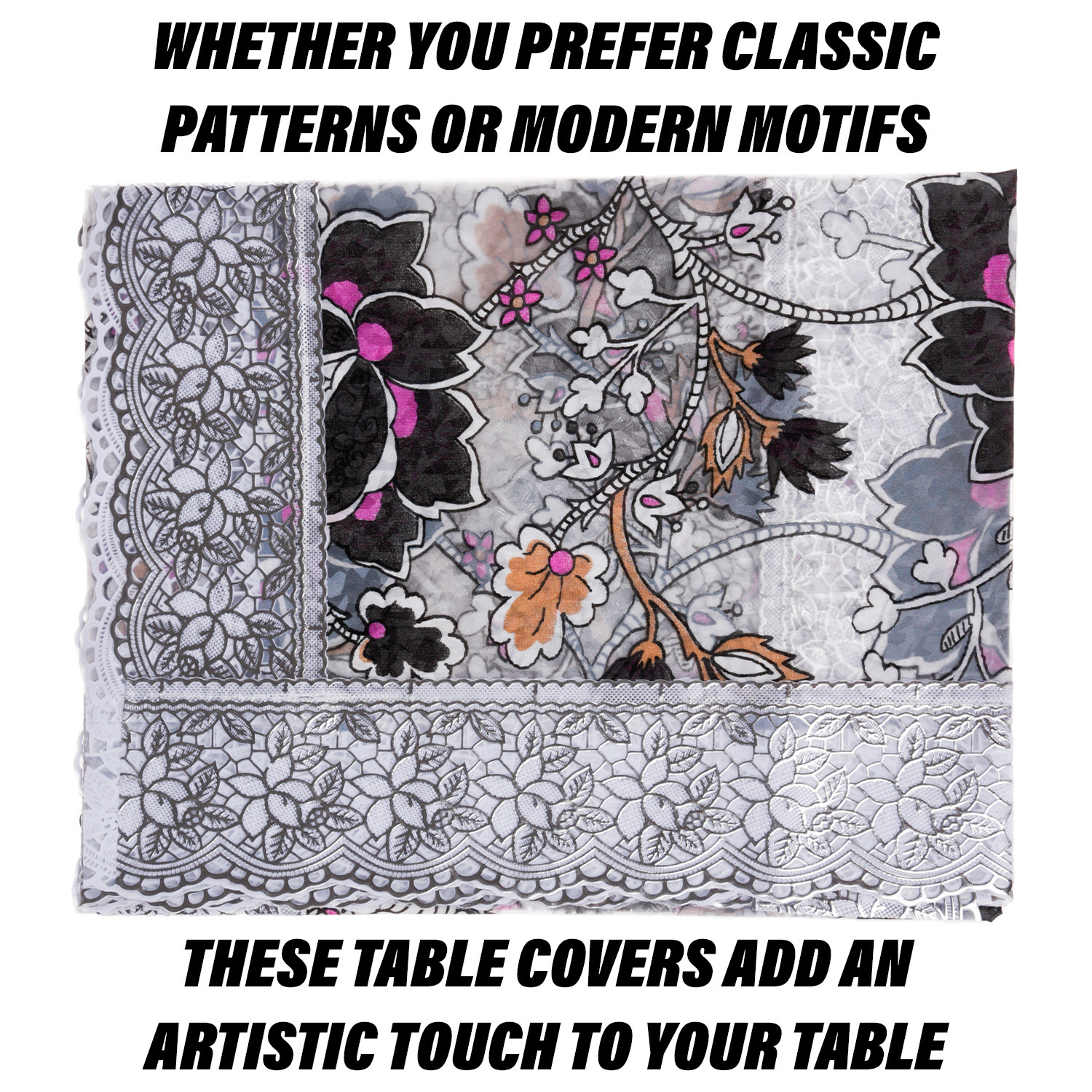 Kuber Industries Center Table Cover | PVC Table Cloth Cover | 4 Seater Table Cloth | 3D Gulab Table Cover | Table Protector | Table Cover for Center Table | 40x60 Inch | CTC | Black