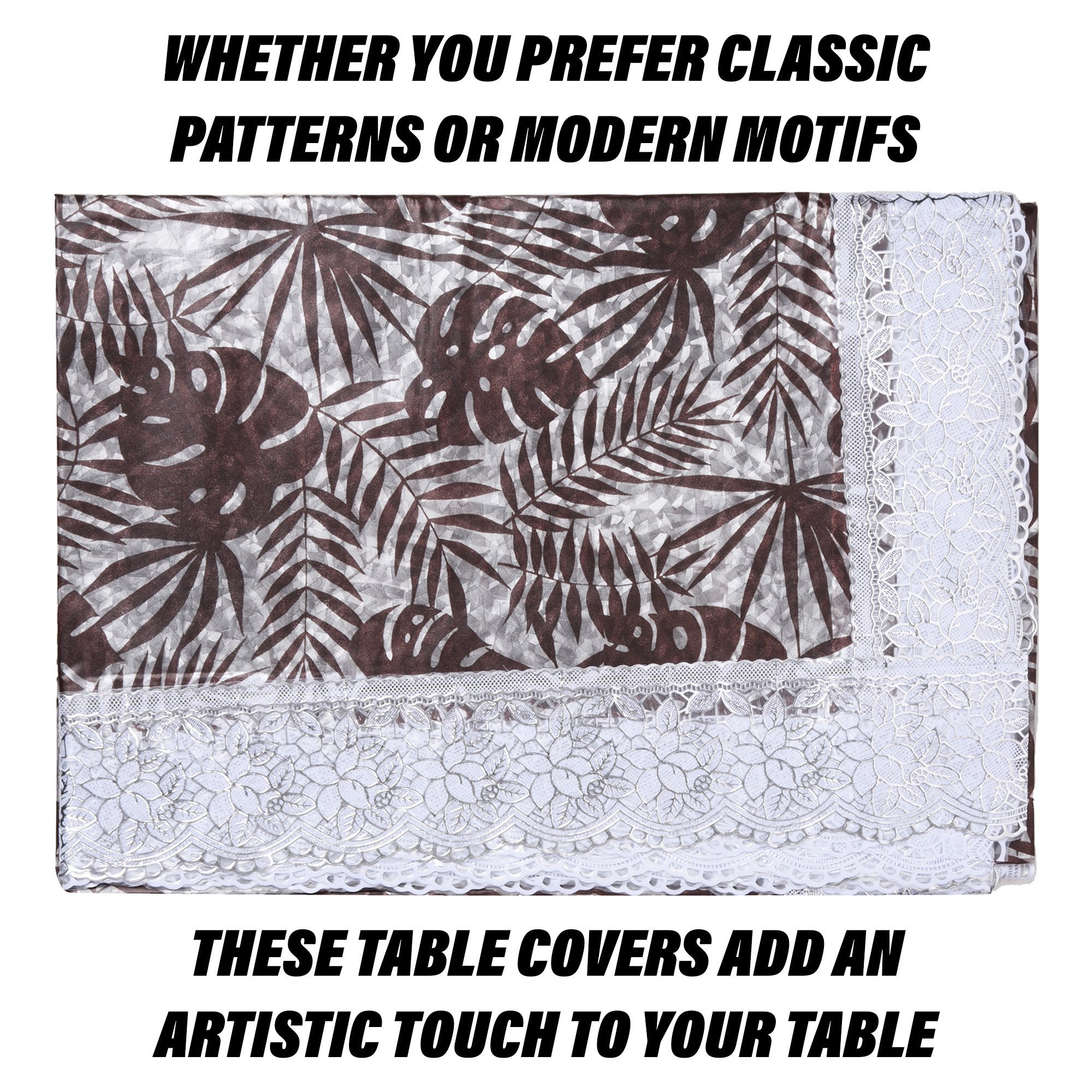 Kuber Industries Center Table Cover  PVC Table Cloth Cover  4 Seater Table Cloth  3D Leaf Table Cover  Table Protector  Table Cover for Center Table  40x60 Inch  CTC  Brown