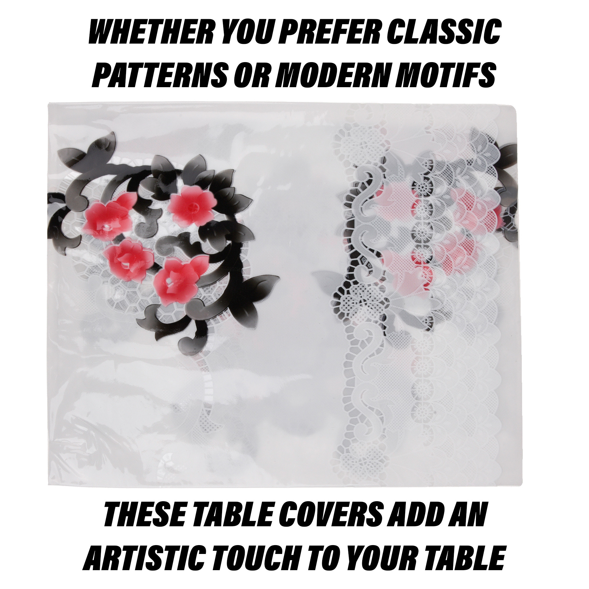 Kuber Industries Center Table Cover  PVC Table Cloth Cover  4 Seater Table Cloth  Flower Almond Table Cover  Table Protector  Table Cover for Center Table  40x60 Inch  Black
