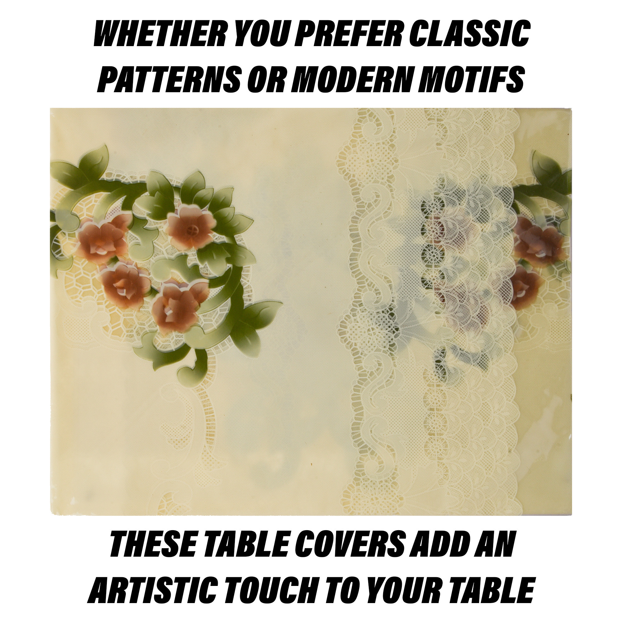 Kuber Industries Center Table Cover  PVC Table Cloth Cover  4 Seater Table Cloth  Flower Almond Table Cover  Table Protector  Table Cover for Center Table  40x60 Inch  Cream