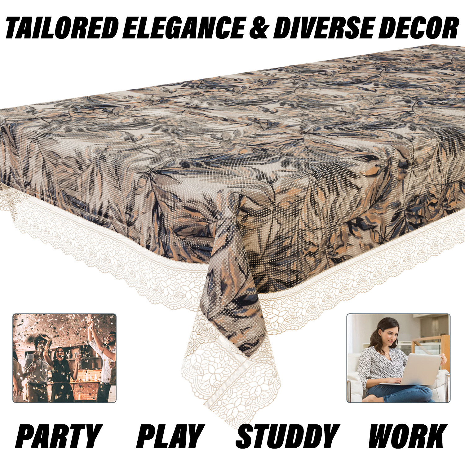 Kuber Industries Center Table Cover  PVC Table Cloth Cover  4 Seater Table Cloth  Leaf Gripper Table Cover  Table Protector  Table Cover for Center Table  40x60 Inch  CTC  Blue