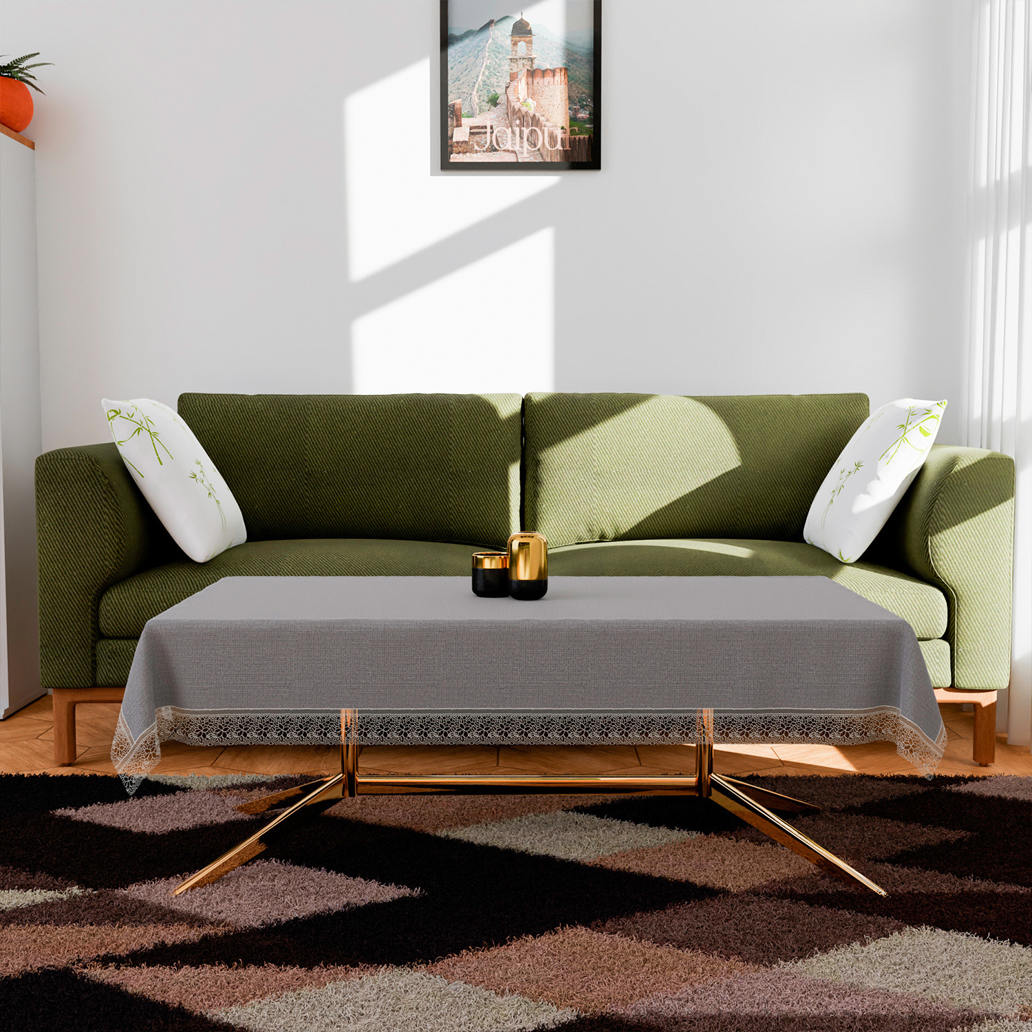 Kuber Industries Center Table Cover  PVC Table Cloth Cover  4 Seater Table Cloth  Marble Table Cover  Table Protector  Table Cover for Center Table  40x60 Inch  CTC  Gray