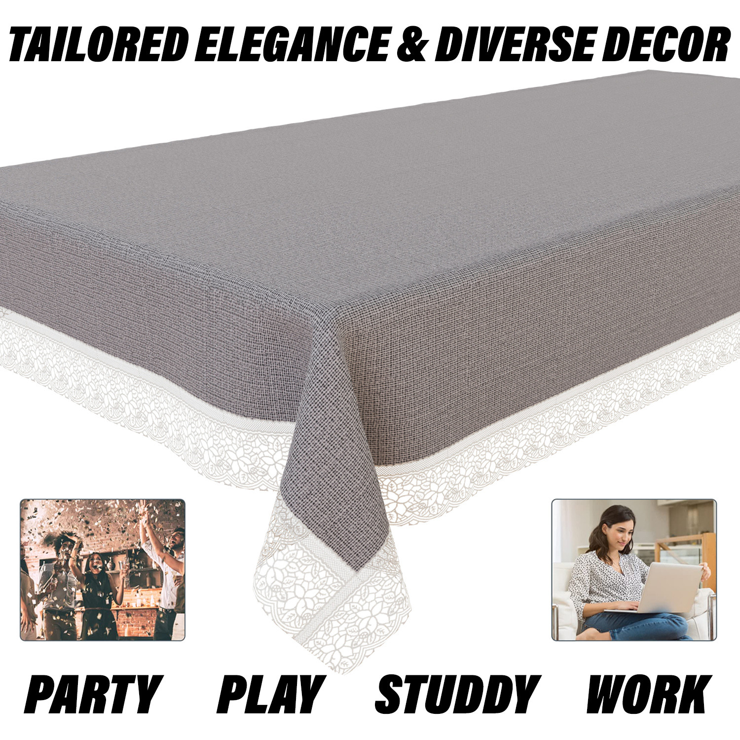 Kuber Industries Center Table Cover  PVC Table Cloth Cover  4 Seater Table Cloth  Marble Table Cover  Table Protector  Table Cover for Center Table  40x60 Inch  CTC  Gray