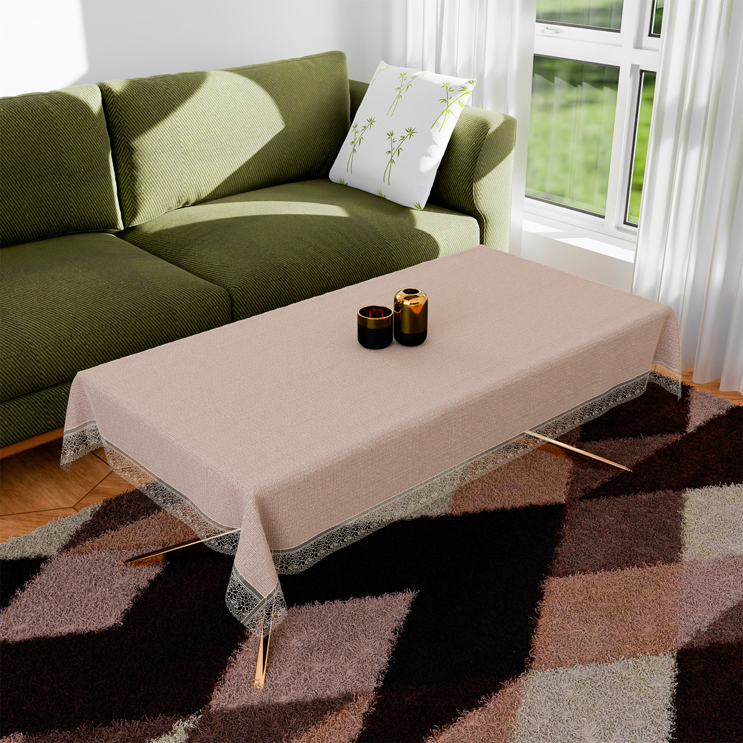 Kuber Industries Center Table Cover | PVC Table Cloth Cover | 4 Seater Table Cloth | Marble Table Cover | Table Protector | Table Cover for Center Table | 40x60 Inch | CTC | Brown