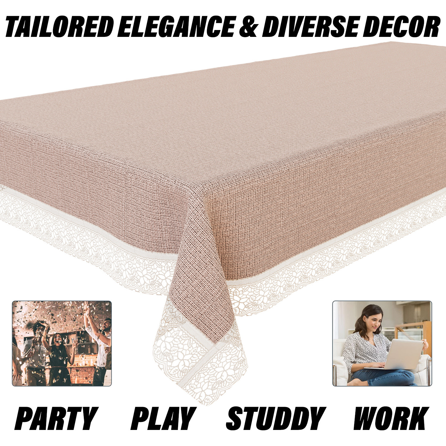 Kuber Industries Center Table Cover | PVC Table Cloth Cover | 4 Seater Table Cloth | Marble Table Cover | Table Protector | Table Cover for Center Table | 40x60 Inch | CTC | Brown