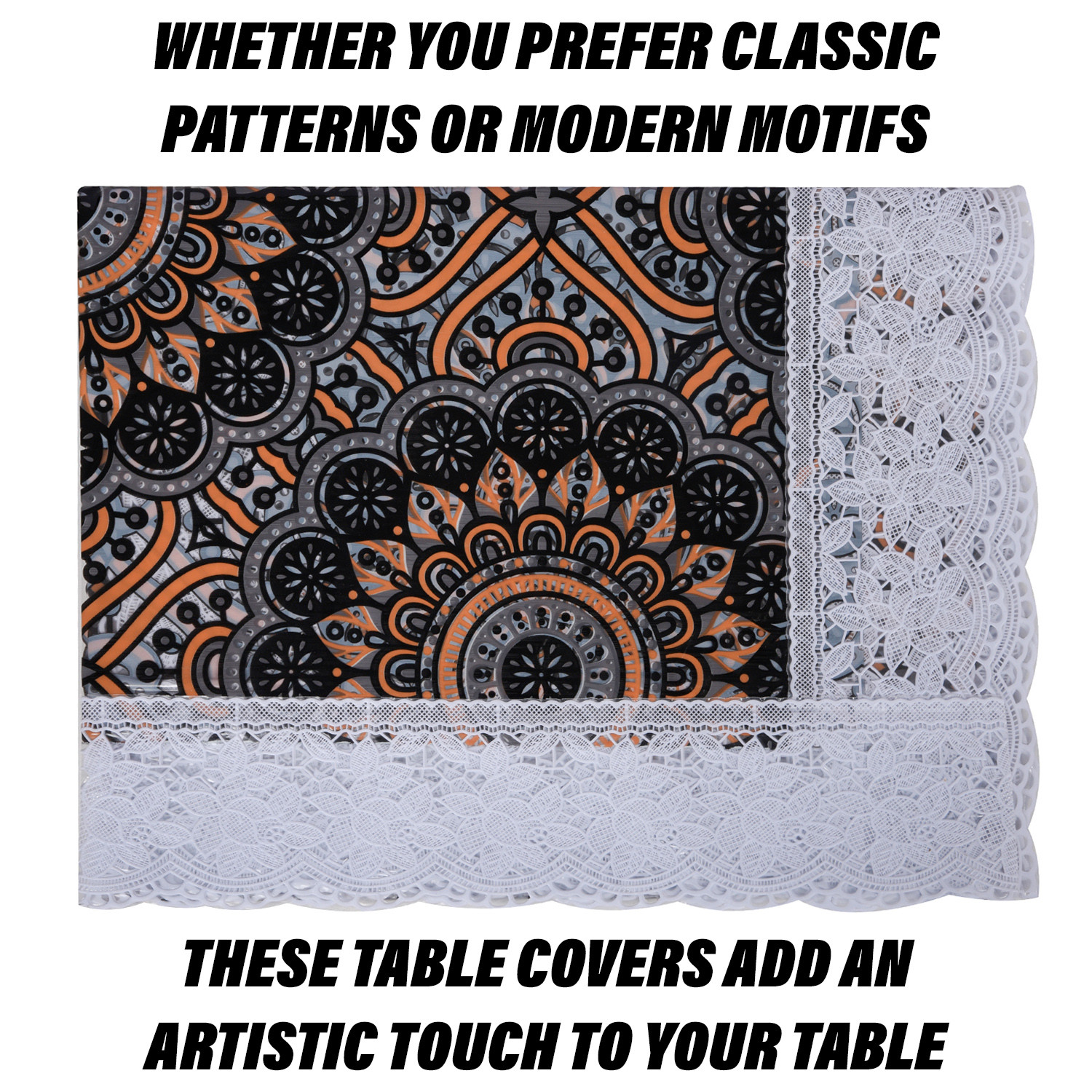 Kuber Industries Center Table Cover | PVC Table Cloth Cover | 4 Seater Table Cloth | Rangoli Table Cover | Table Protector | Table Cover for Center Table | 40x60 Inch | CTC | Black
