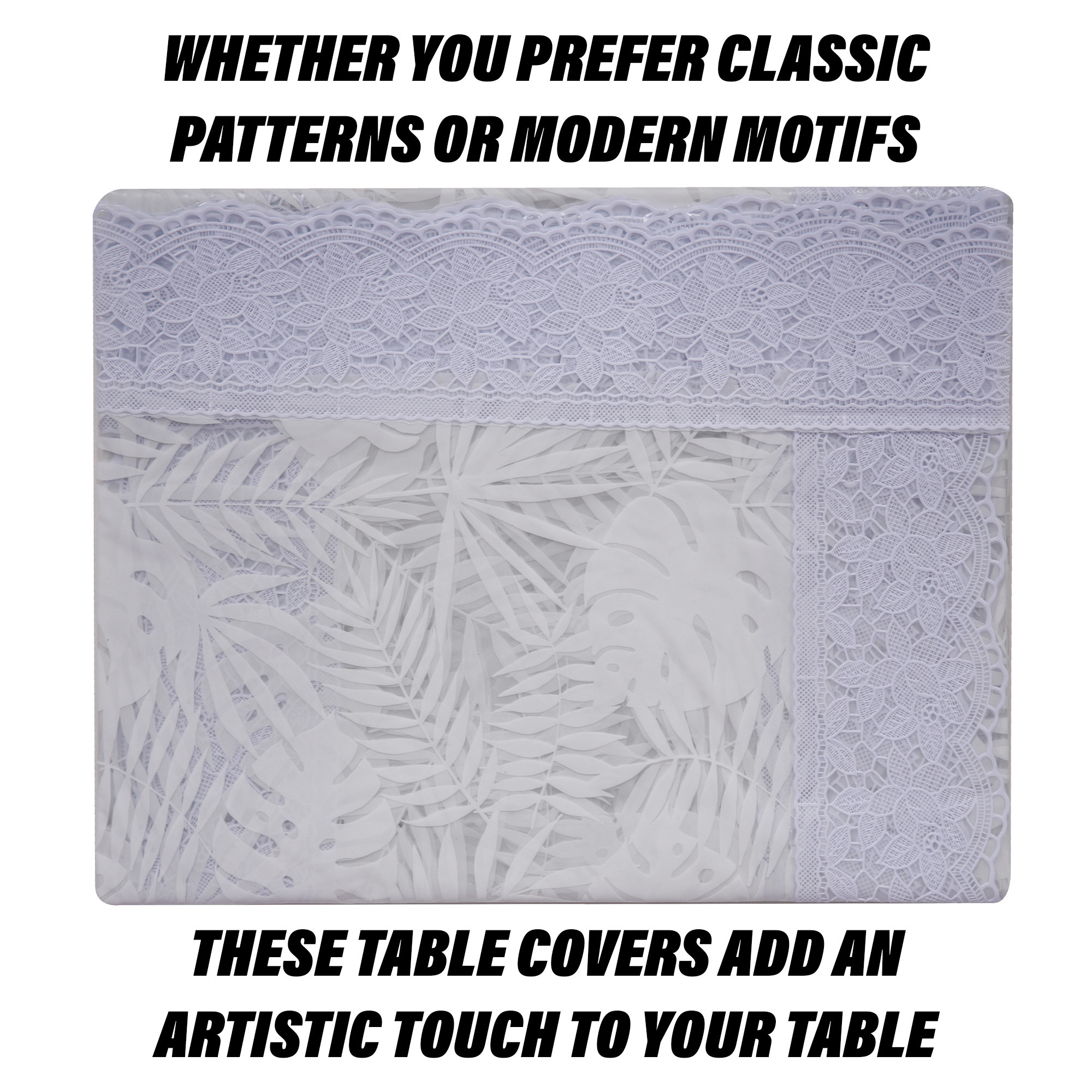 Kuber Industries Center Table Cover  PVC Table Cloth Cover  4 Seater Table Cloth  Self Leaf Table Cover  Table Protector  Table Cover for Center Table  40x60 Inch  CTC  White
