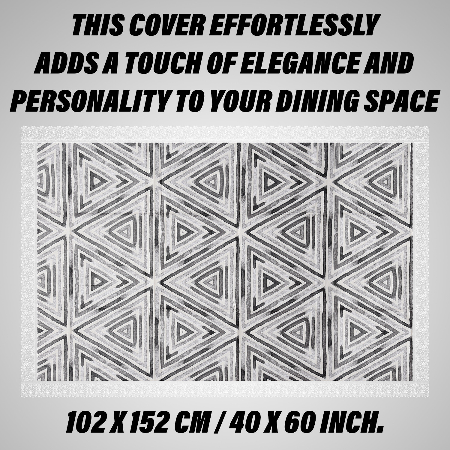 Kuber Industries Center Table Cover | PVC Table Cloth Cover | 4 Seater Table Cloth | Triangle Table Cover | Table Protector | Table Cover for Center Table | 40x60 Inch | CTC | Gray