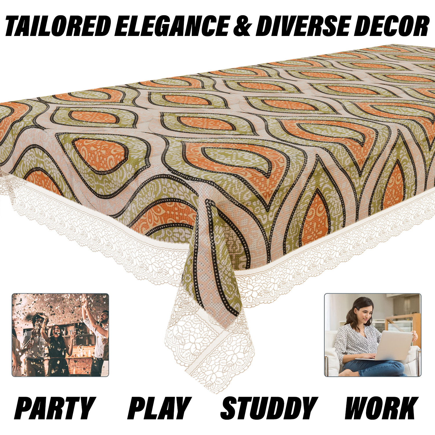 Kuber Industries Center Table Cover  PVC Table Cloth Cover  4 Seater Table Cloth  Zig Zag Gripper Table Cover  Table Protector  Table Cover for Center Table  40x60 Inch  CTC  Green