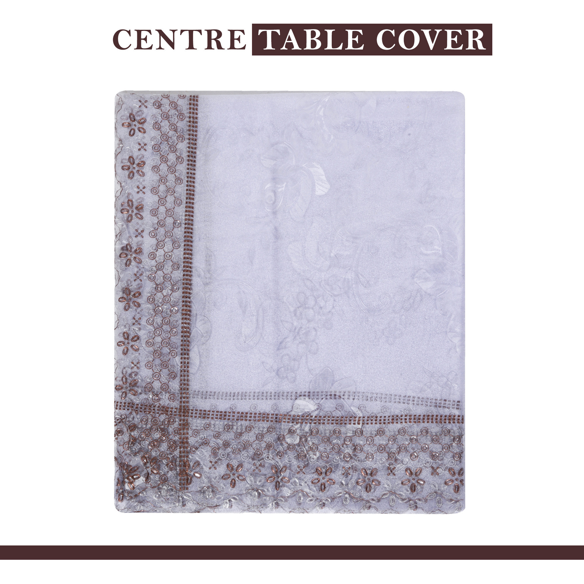 Kuber Industries Center Table Cover  PVC Table Cover  Golden Embossed Lace Flower Table Cover  Table Protector  Table Cover for Center Table  40x60  Transparent