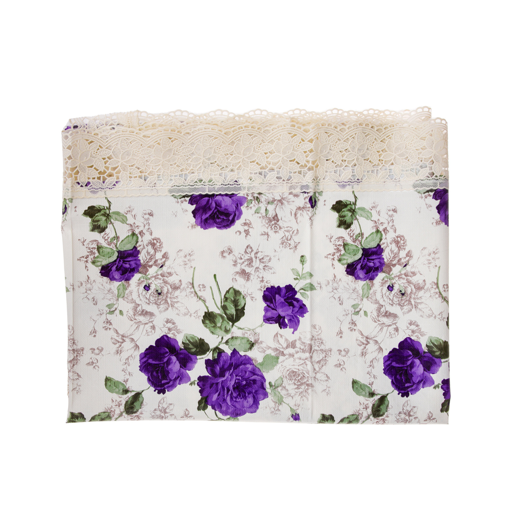 Kuber Industries Center Table Cover | PVC Table Cover | Reusable Cloth Cover for Table Top | Purple Flower Center Table Cover | Table Protector Cover | 40x60 Inch | Cream