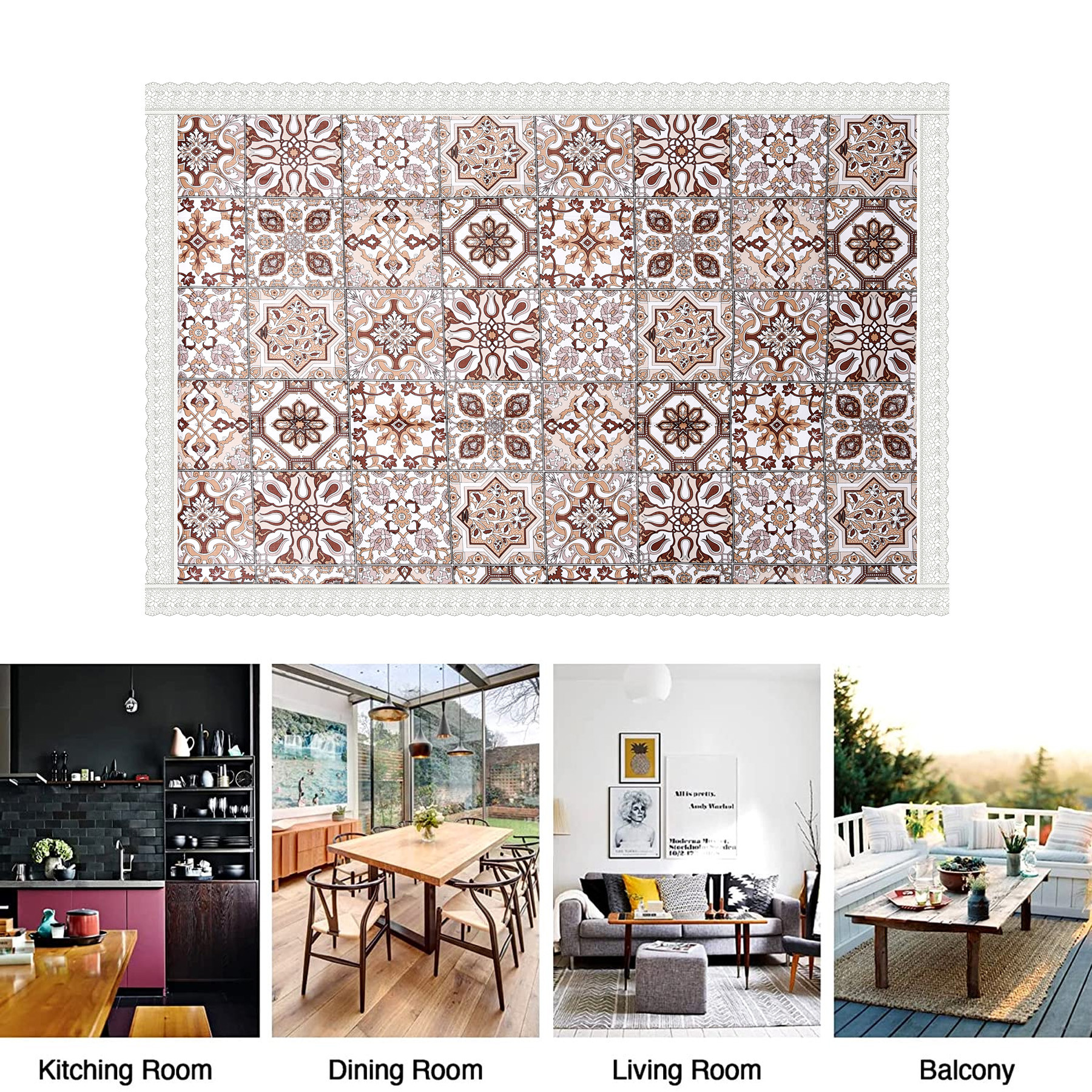 Kuber Industries Center Table Cover  PVC Table Cover  Reusable Cloth Cover for Table Top  Star Design Center Table Cover  Table Protector Cover  40x60 Inch  Brown