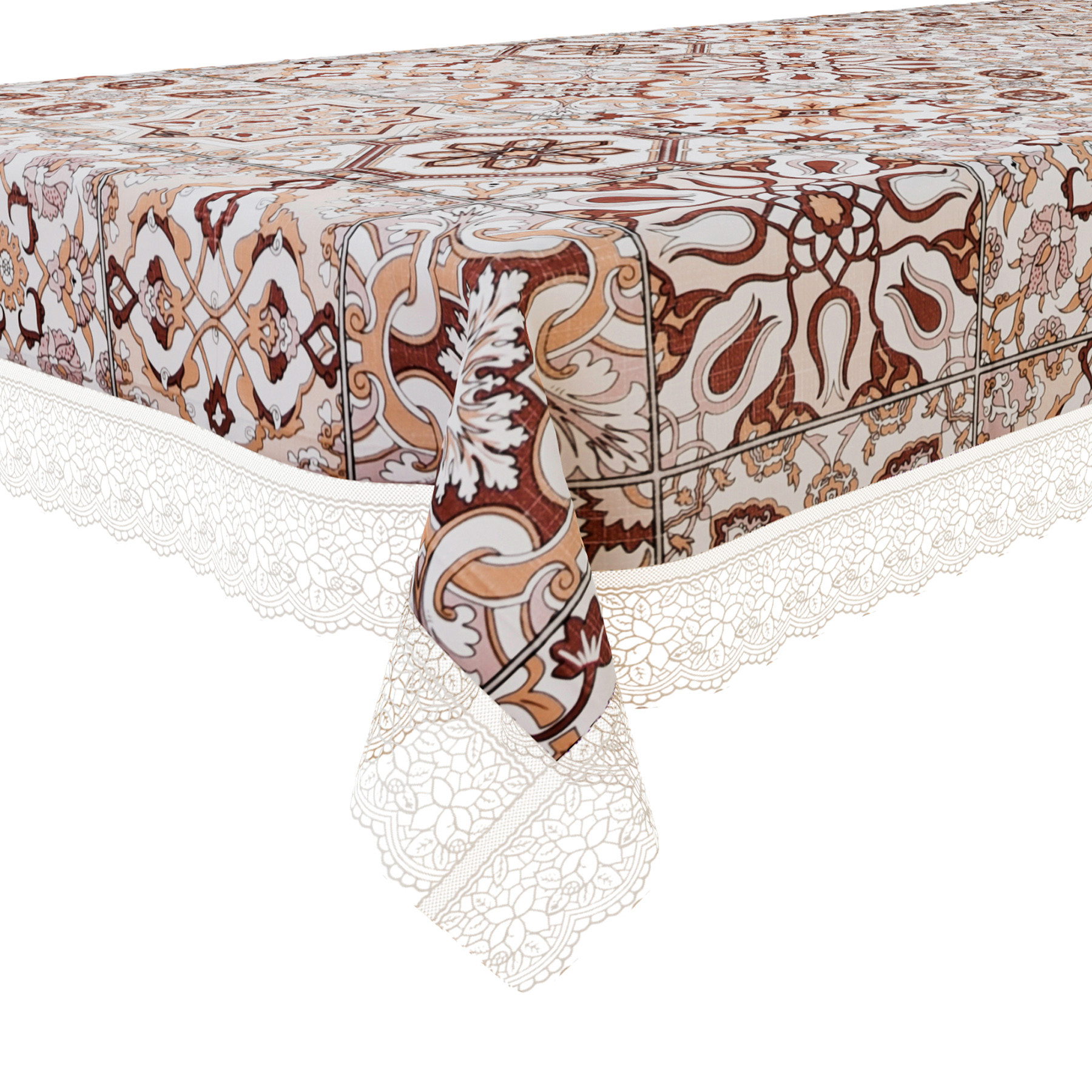 Kuber Industries Center Table Cover | PVC Table Cover | Reusable Cloth Cover for Table Top | Star Design Center Table Cover | Table Protector Cover | 40x60 Inch | Brown