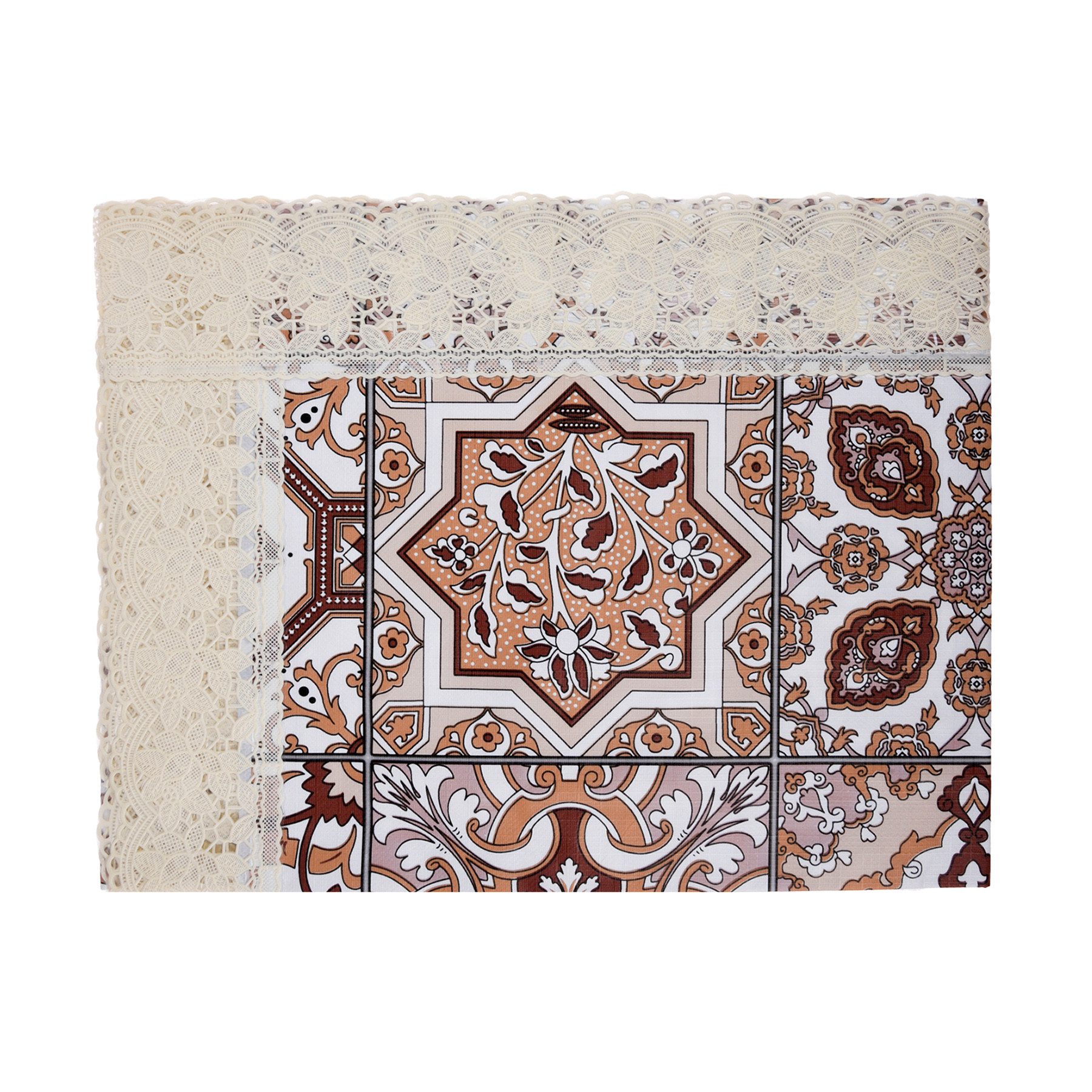 Kuber Industries Center Table Cover | PVC Table Cover | Reusable Cloth Cover for Table Top | Star Design Center Table Cover | Table Protector Cover | 40x60 Inch | Brown