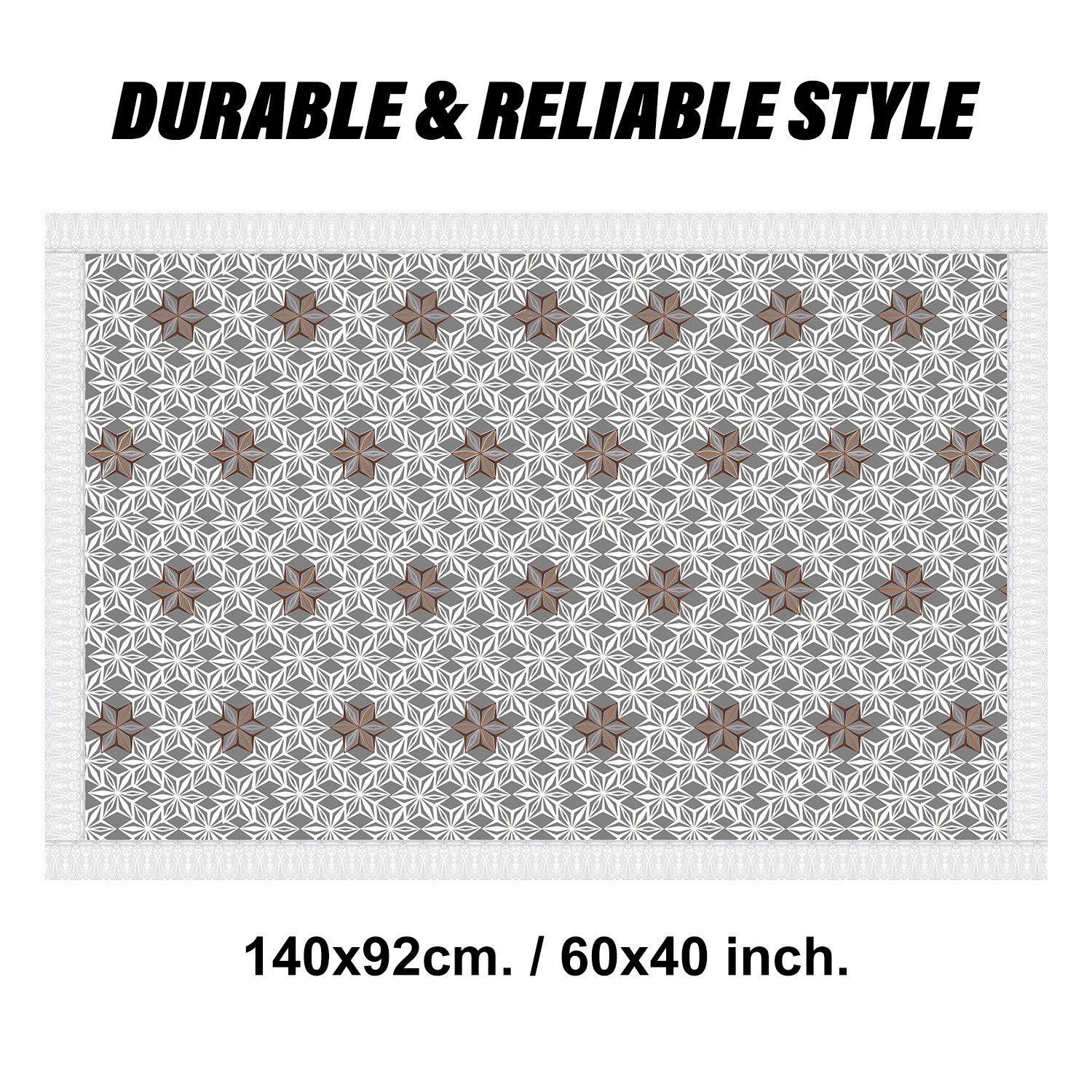 Kuber Industries Center Table Cover | PVC Table Cover | Star Maiva Embroidery Table Cover | Reusable Cloth Cover for Table Top | Table Protector Cover | 40x60 Inch | Cream