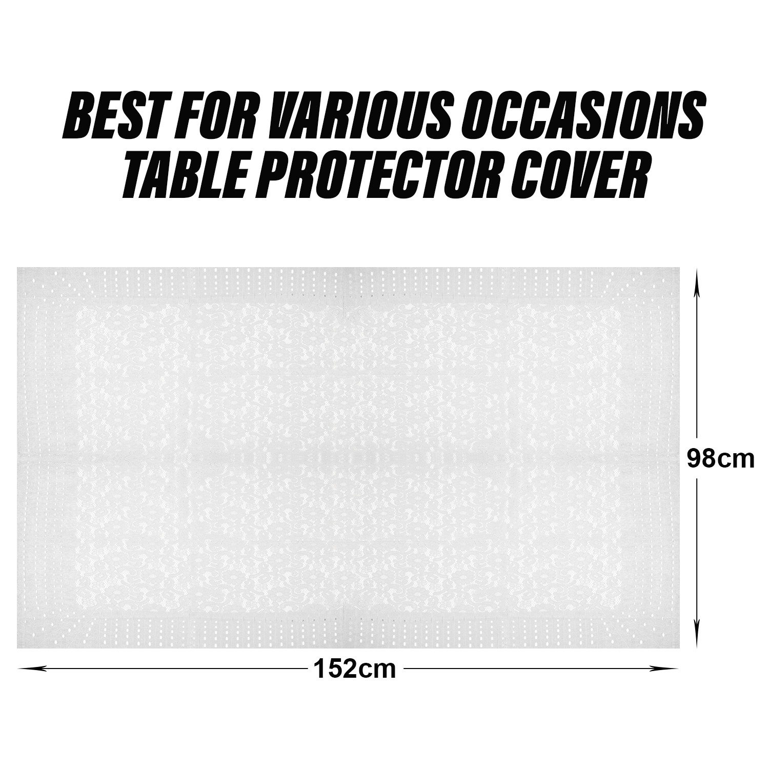 Kuber Industries Center Table Cover | Shinning Net Cashew Design Table Cover | Luxurious Table Protector Cover for Home Decor | 40x60 Inch | White