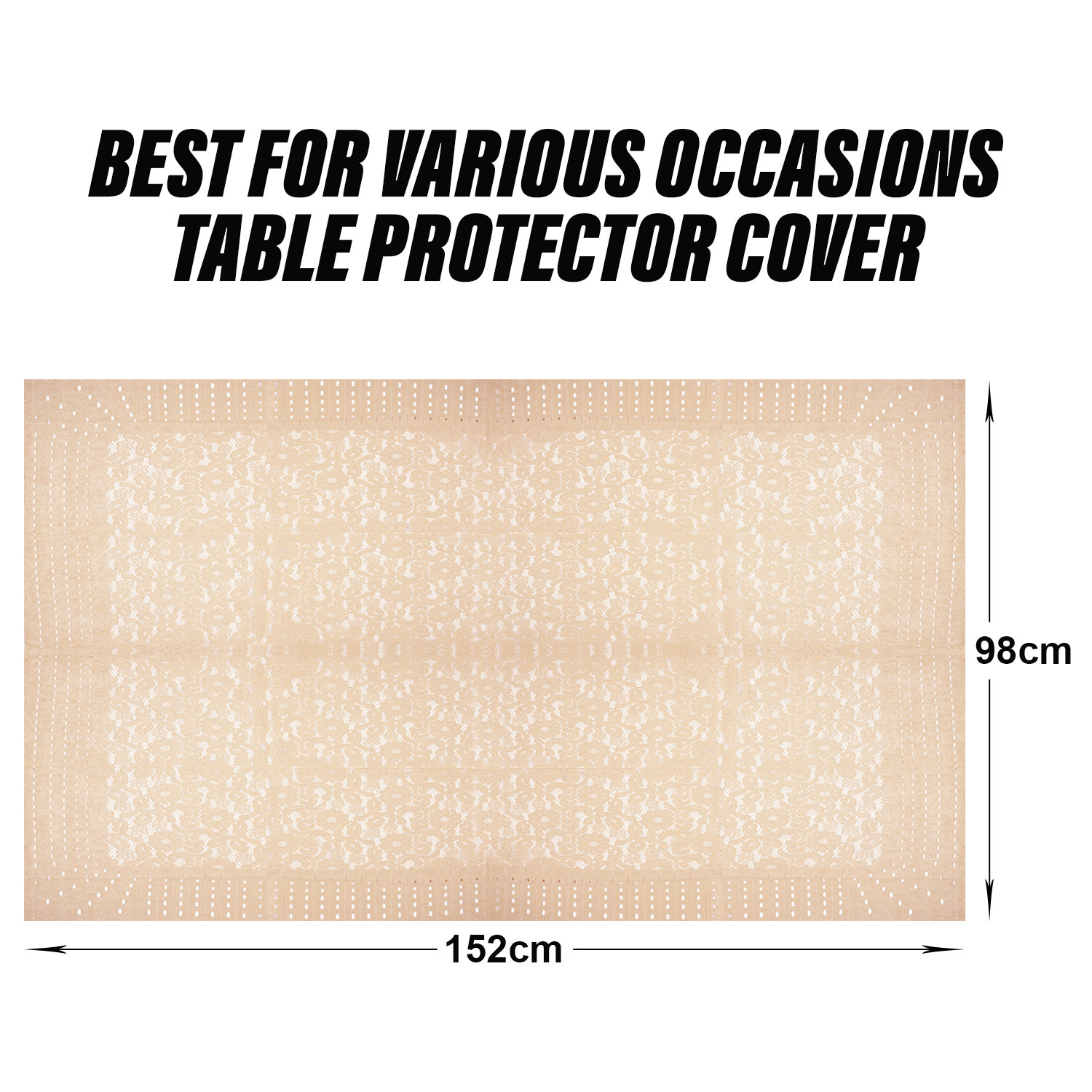 Kuber Industries Center Table Cover | Shinning Net Cashew Design Table Cover | Luxurious Table Protector Cover for Home Decor | 40x60 Inch | Cream