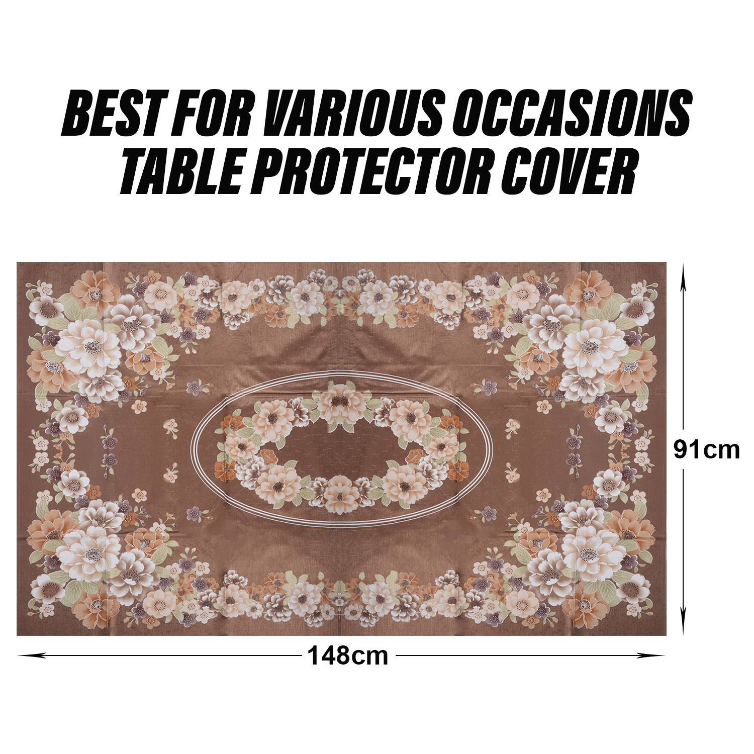 Kuber Industries Center Table Cover | Sigma PVC Flower Center Table Cover | Luxurious Table Protector Cover Without Lace | 40x60 Inch | Golden