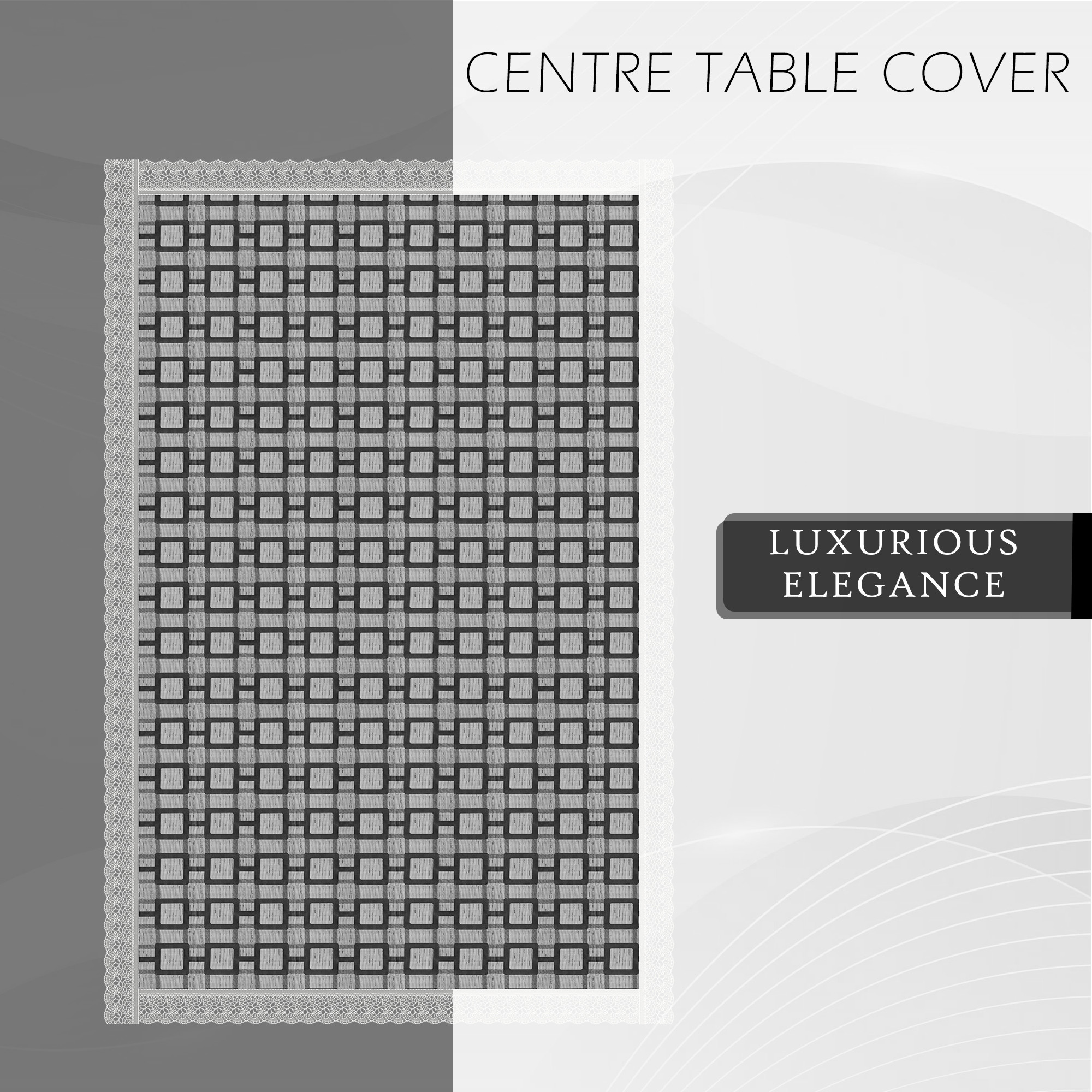 Kuber Industries Center Table Cover  Tabletop Cover  PVC Table Cloth  40x60 Inch  4 Seater Kitchen Table Cloth  Decorative Table Cover  Tea Table Cover  Bada Check  Grey