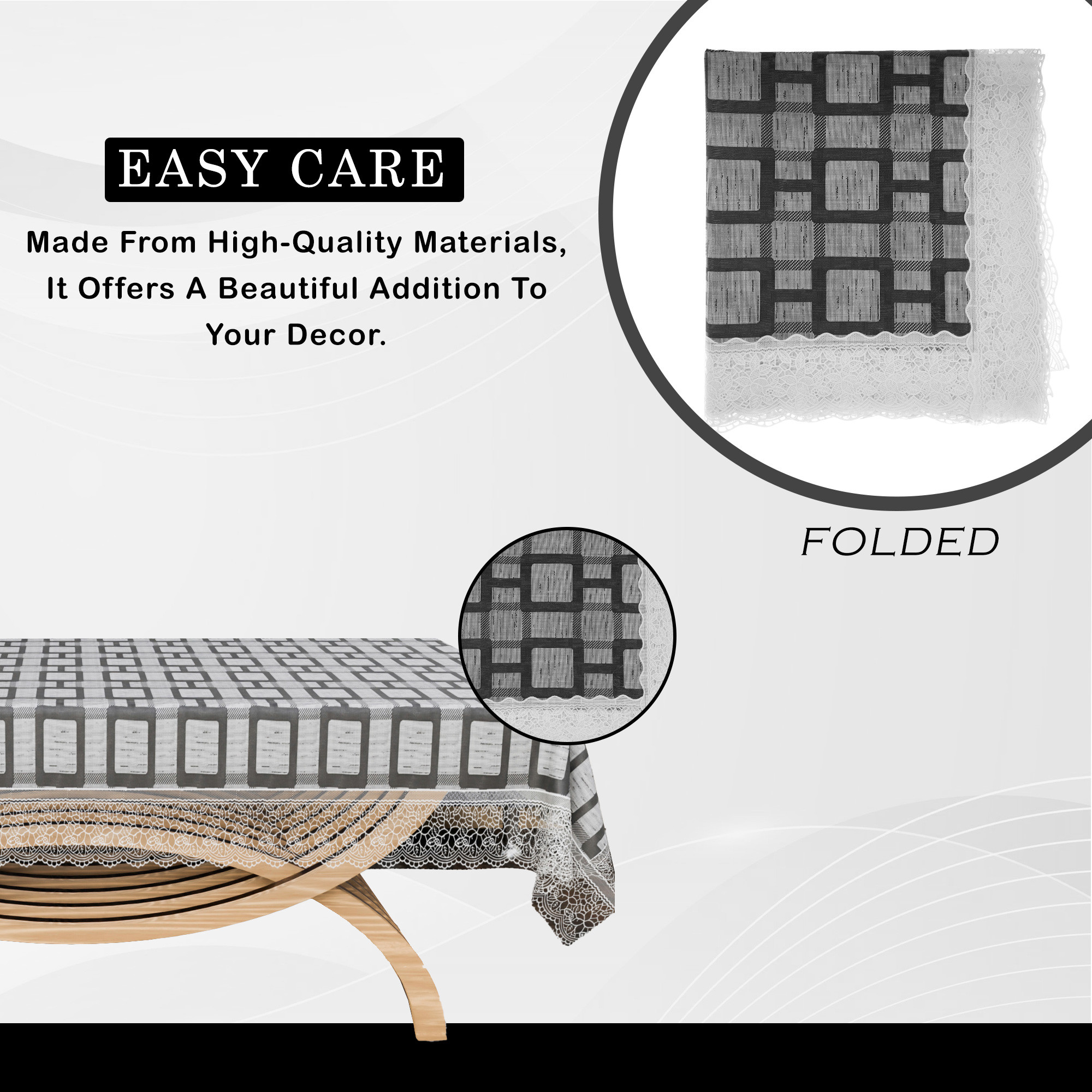 Kuber Industries Center Table Cover  Tabletop Cover  PVC Table Cloth  40x60 Inch  4 Seater Kitchen Table Cloth  Decorative Table Cover  Tea Table Cover  Bada Check  Grey